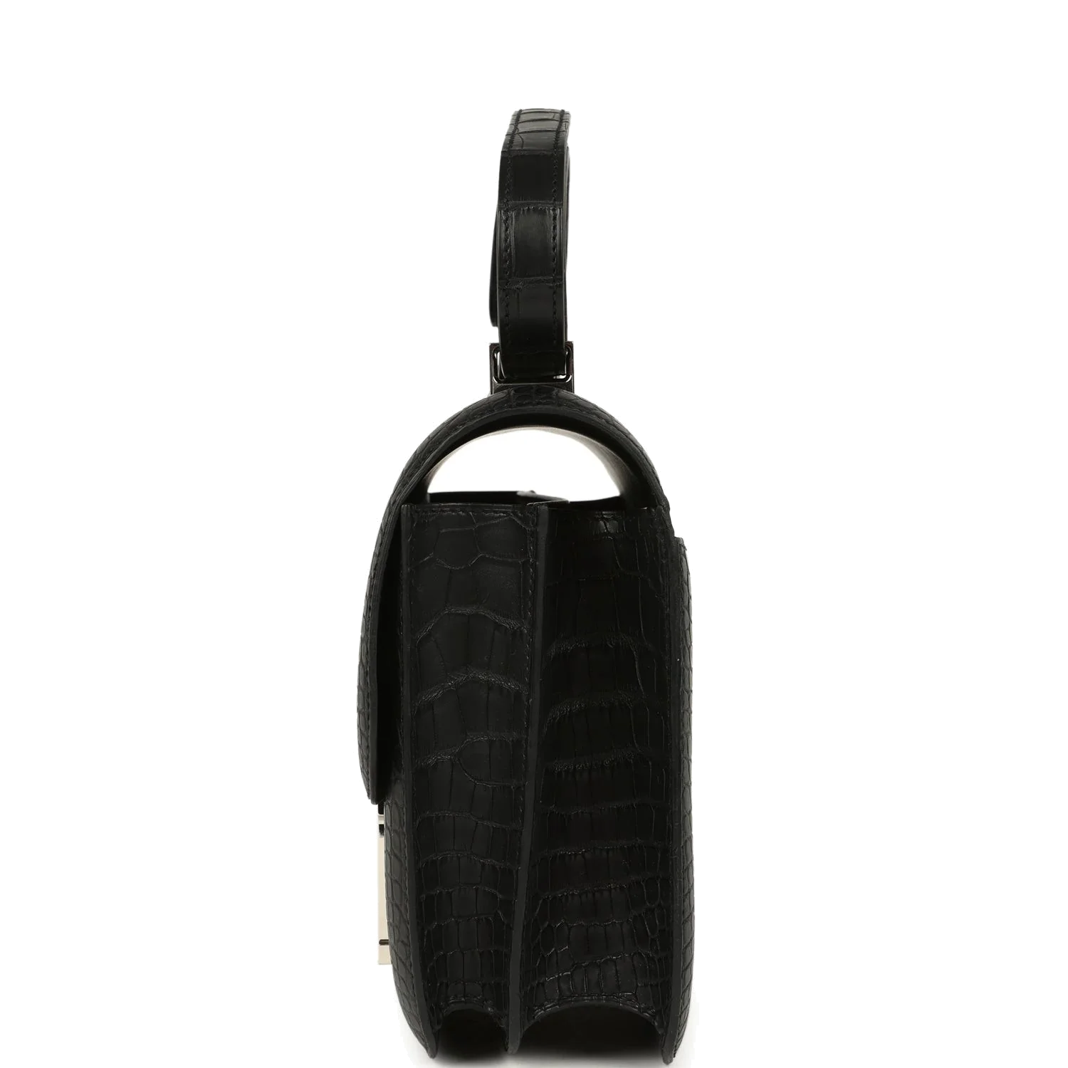 Hermes Constance 24 Black Matte Alligator and Ombre Lizard Marquette Palladium Hardware Черный матовый — фото 4