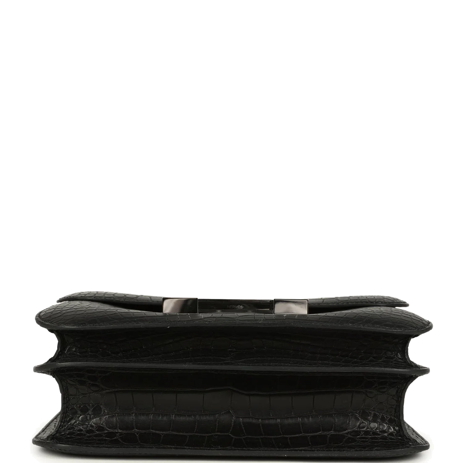 Hermes Constance 24 Black Matte Alligator and Ombre Lizard Marquette Palladium Hardware Черный матовый — фото 7