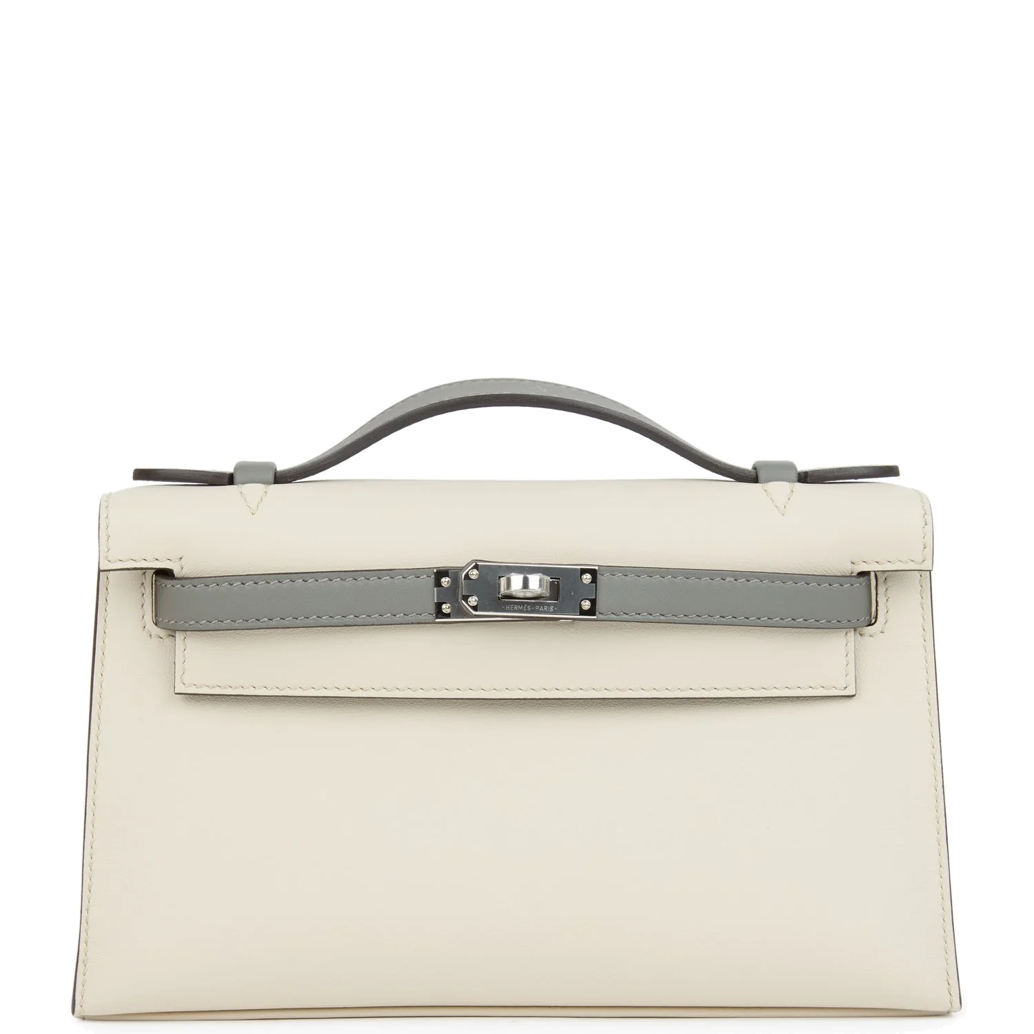 Hermes Special Order (HSS) Kelly Pochette Beton and Gris Meyer Swift Palladium Hardware — фото 2