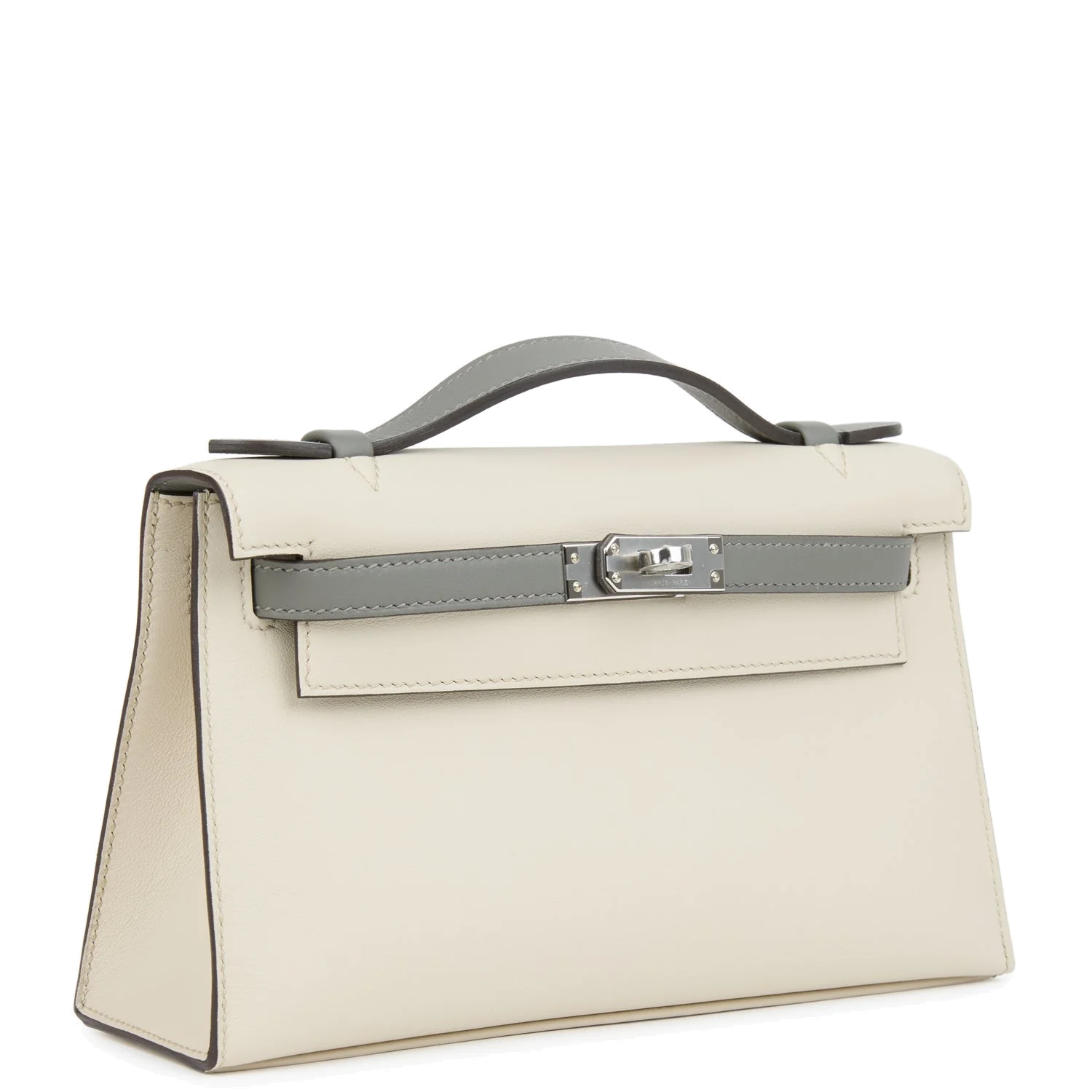 Hermes Special Order (HSS) Kelly Pochette Beton and Gris Meyer Swift Palladium Hardware — фото 3