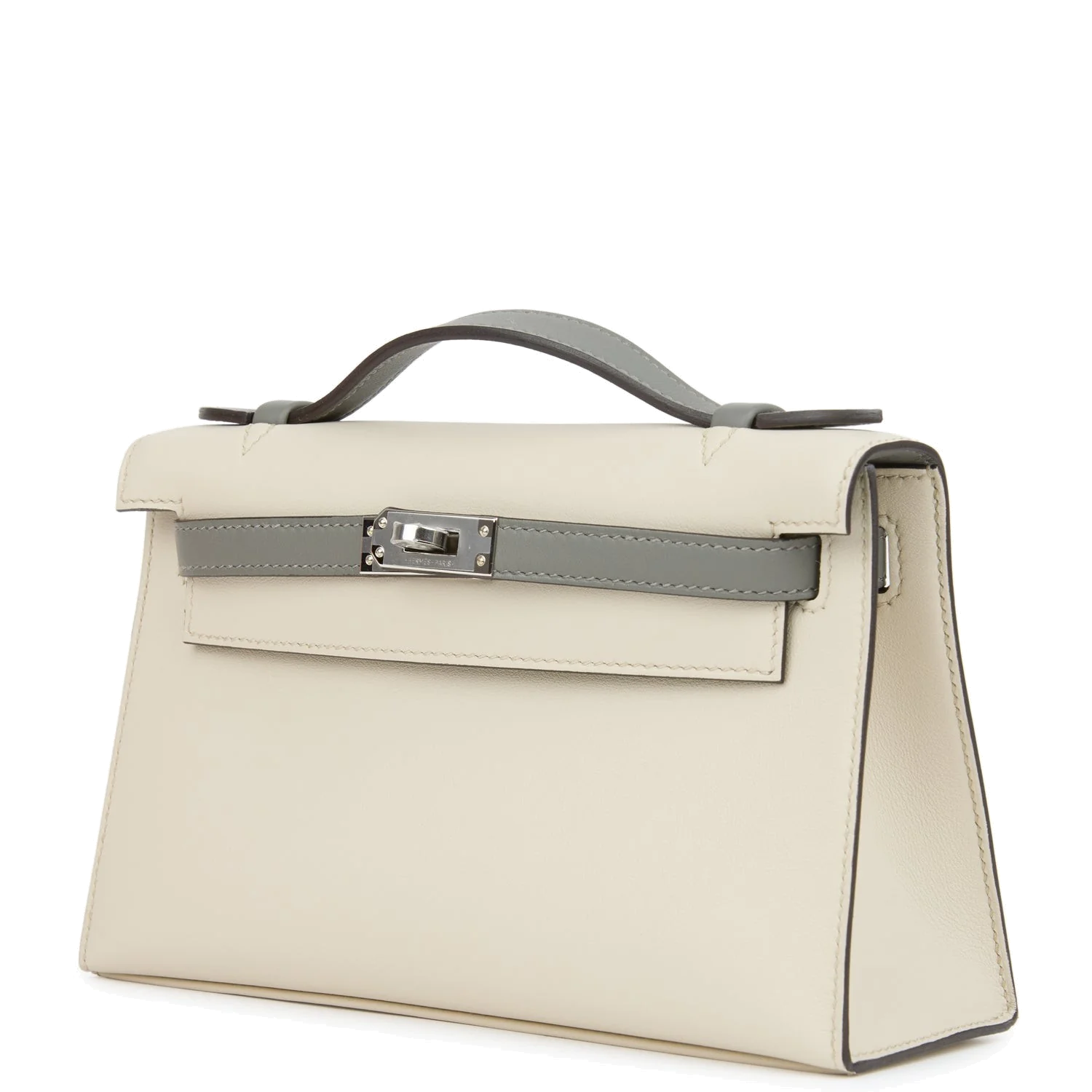 Hermes Special Order (HSS) Kelly Pochette Beton and Gris Meyer Swift Palladium Hardware — фото 6