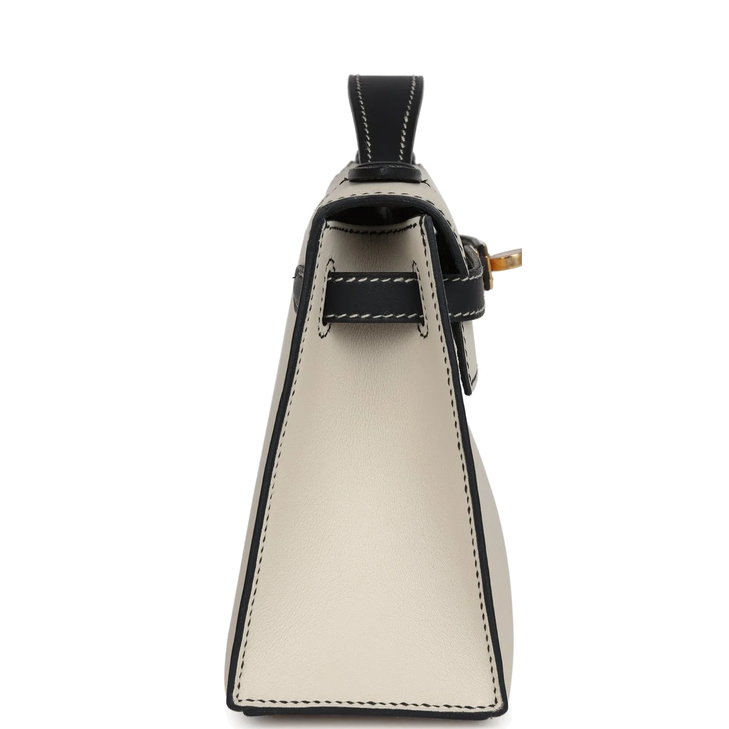 Hermes Special Order (HSS) Kelly Pochette Beton and Black Swift Gold Hardware — фото 4