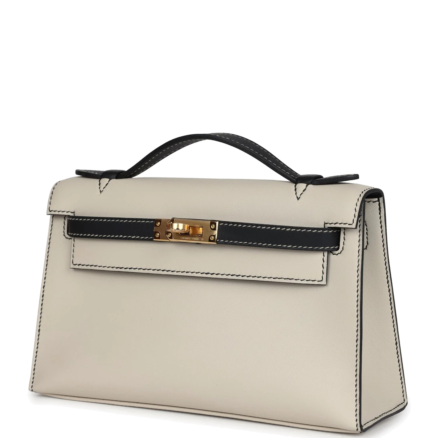 Hermes Special Order (HSS) Kelly Pochette Beton and Black Swift Gold Hardware — фото 6