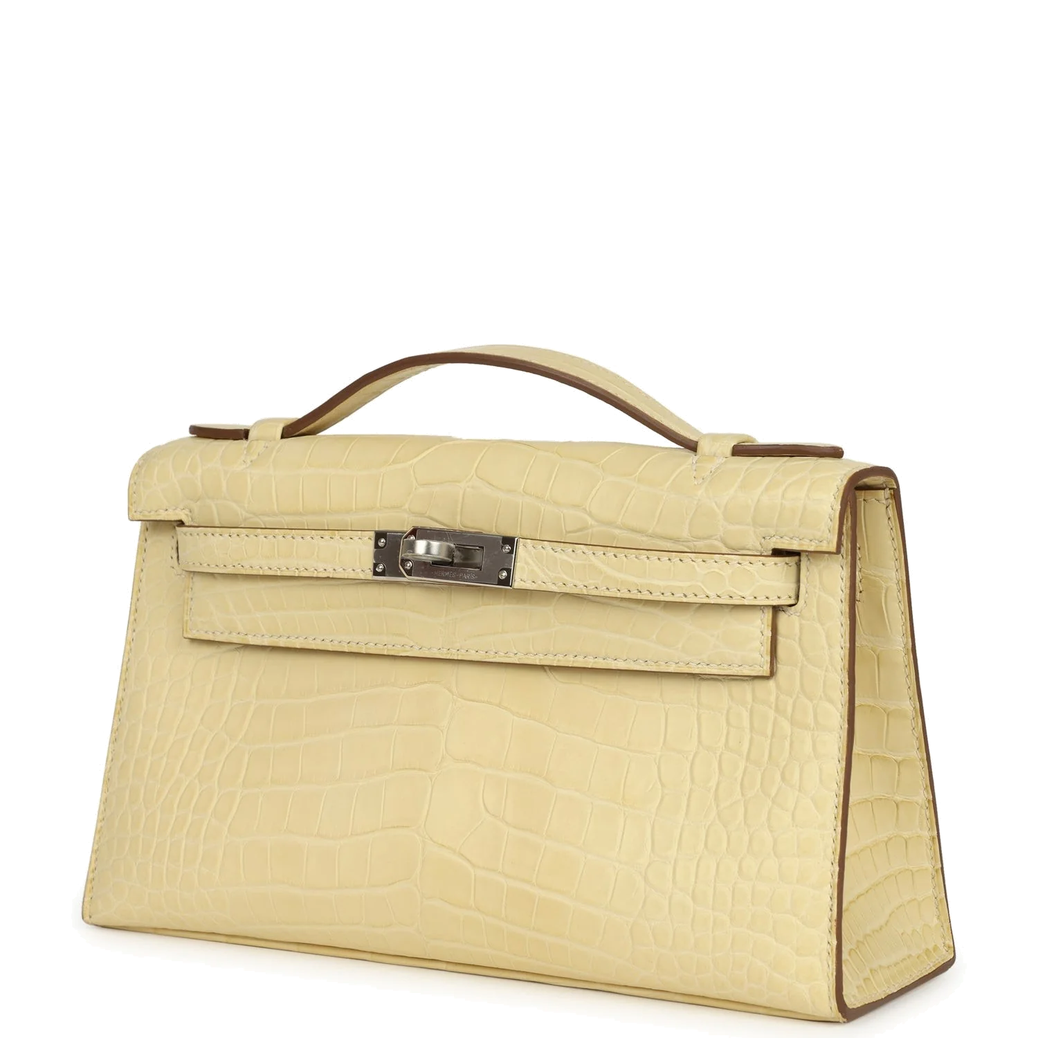 Hermes Kelly Pochette Vanille Matte Alligator Palladium Hardware — фото 6