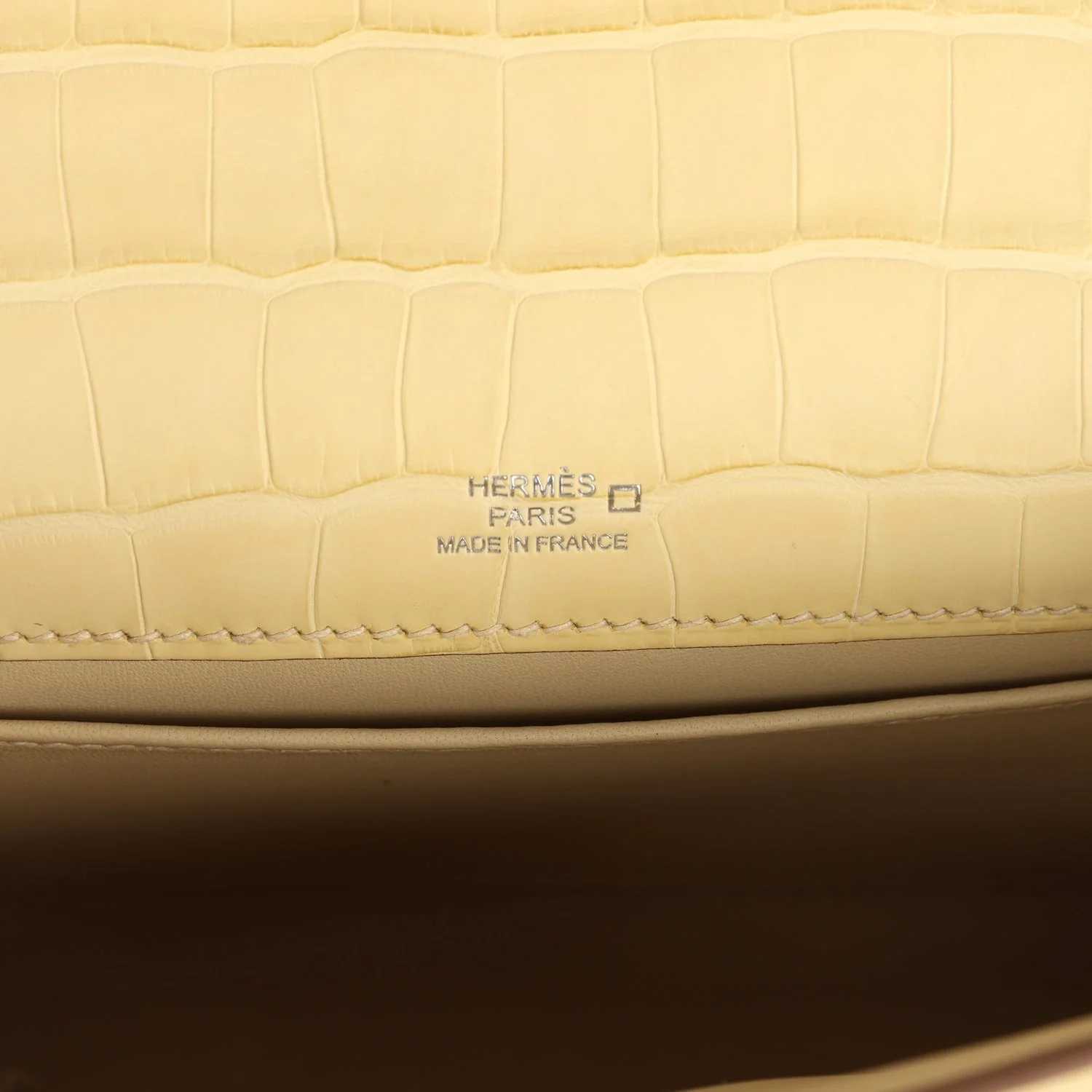 Hermes Kelly Pochette Vanille Matte Alligator Palladium Hardware — фото 8