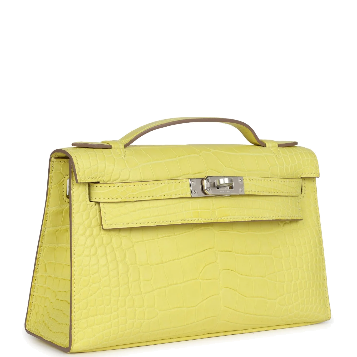 Hermes Kelly Pochette Lime Matte Alligator Palladium Hardware — фото 3