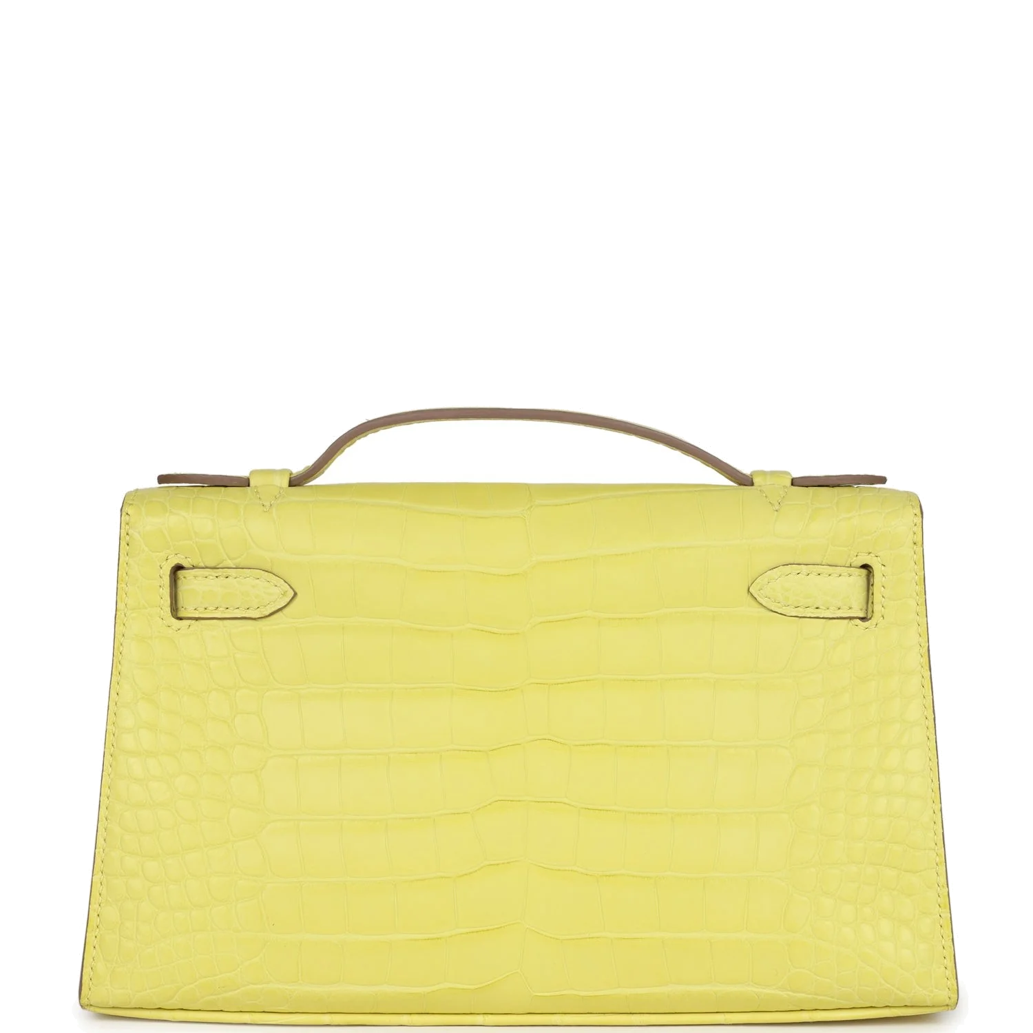 Hermes Kelly Pochette Lime Matte Alligator Palladium Hardware — фото 5