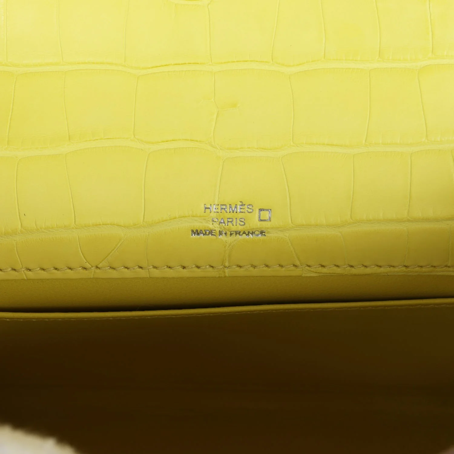 Hermes Kelly Pochette Lime Matte Alligator Palladium Hardware — фото 8