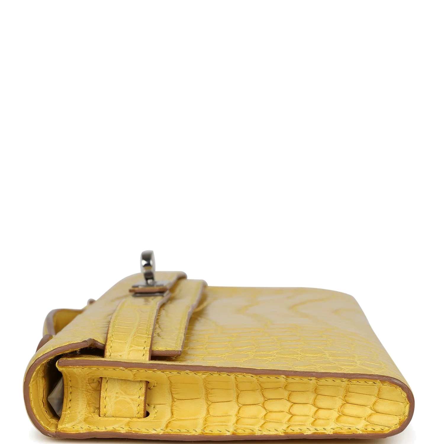 Hermes Kelly Cut Mimosa Matte Alligator Palladium Hardware — фото 4