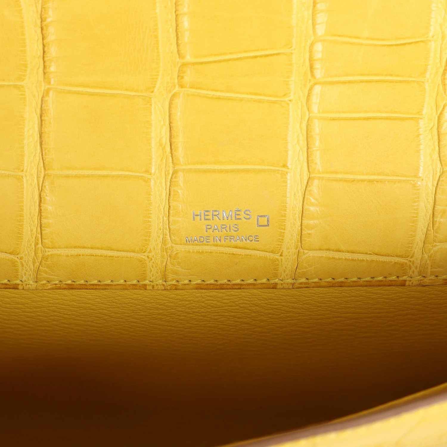 Hermes Kelly Cut Mimosa Matte Alligator Palladium Hardware — фото 8