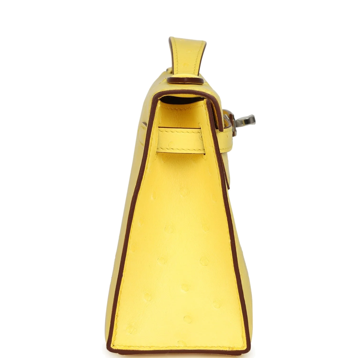 Hermes Kelly Pochette Jaune Citron Ostrich Palladium Hardware — фото 4