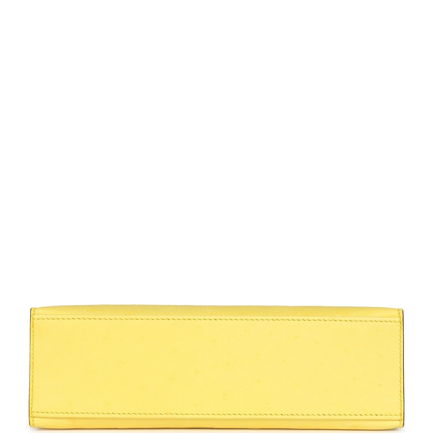 Hermes Kelly Pochette Jaune Citron Ostrich Palladium Hardware — фото 7