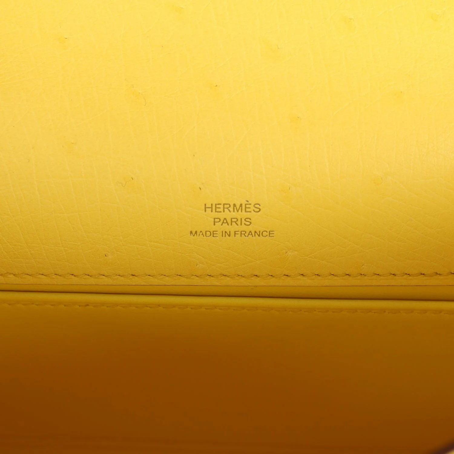 Hermes Kelly Pochette Jaune Citron Ostrich Palladium Hardware — фото 8