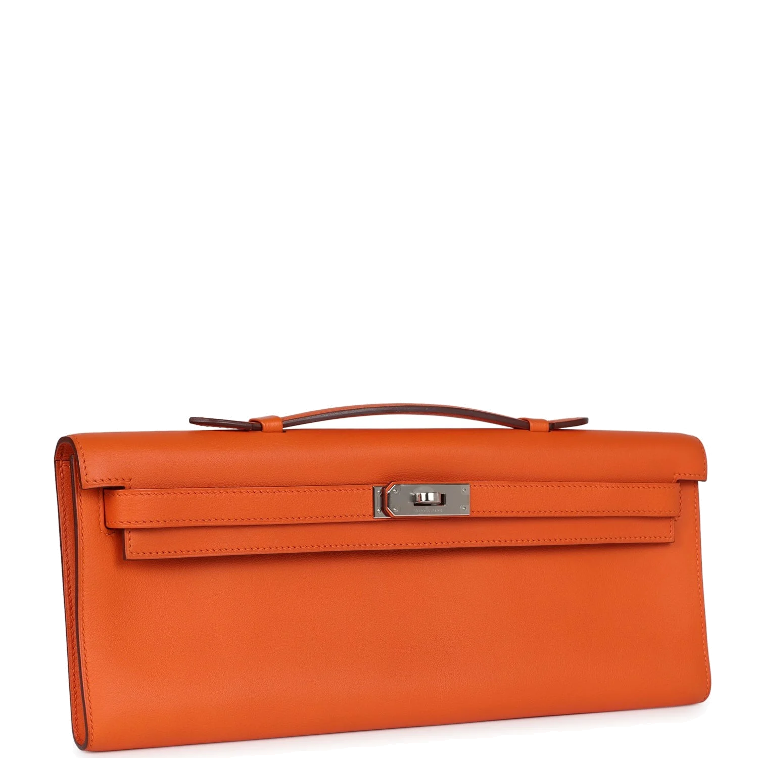 Hermes Kelly Cut Orange Swift Palladium Hardware — фото 3