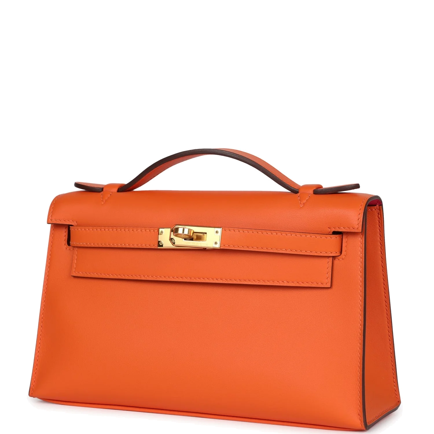 Hermes Special Order (HSS) Kelly Pochette Orange Verso Swift Gold Hardware — фото 6