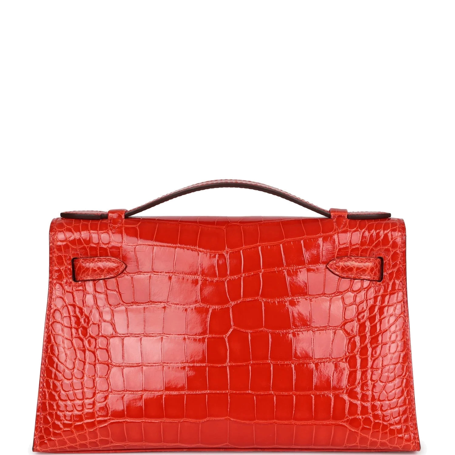 Hermes Kelly Pochette Orange Poppy Shiny Alligator Palladium Hardware — фото 5