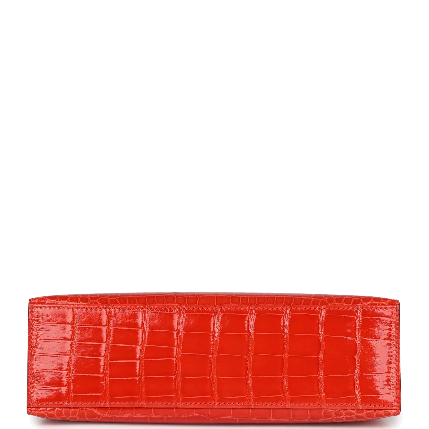 Hermes Kelly Pochette Orange Poppy Shiny Alligator Palladium Hardware — фото 7