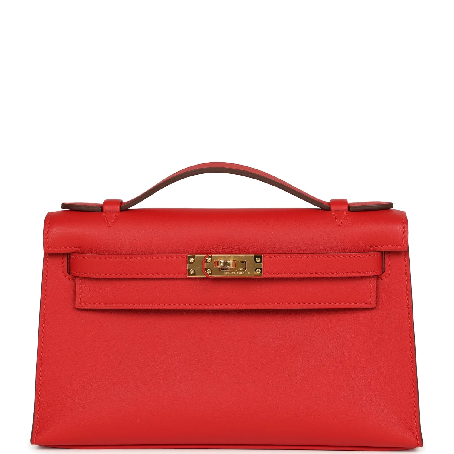 Hermes Kelly Pochette Rouge Radieux Swift Gold Hardware — фото 2