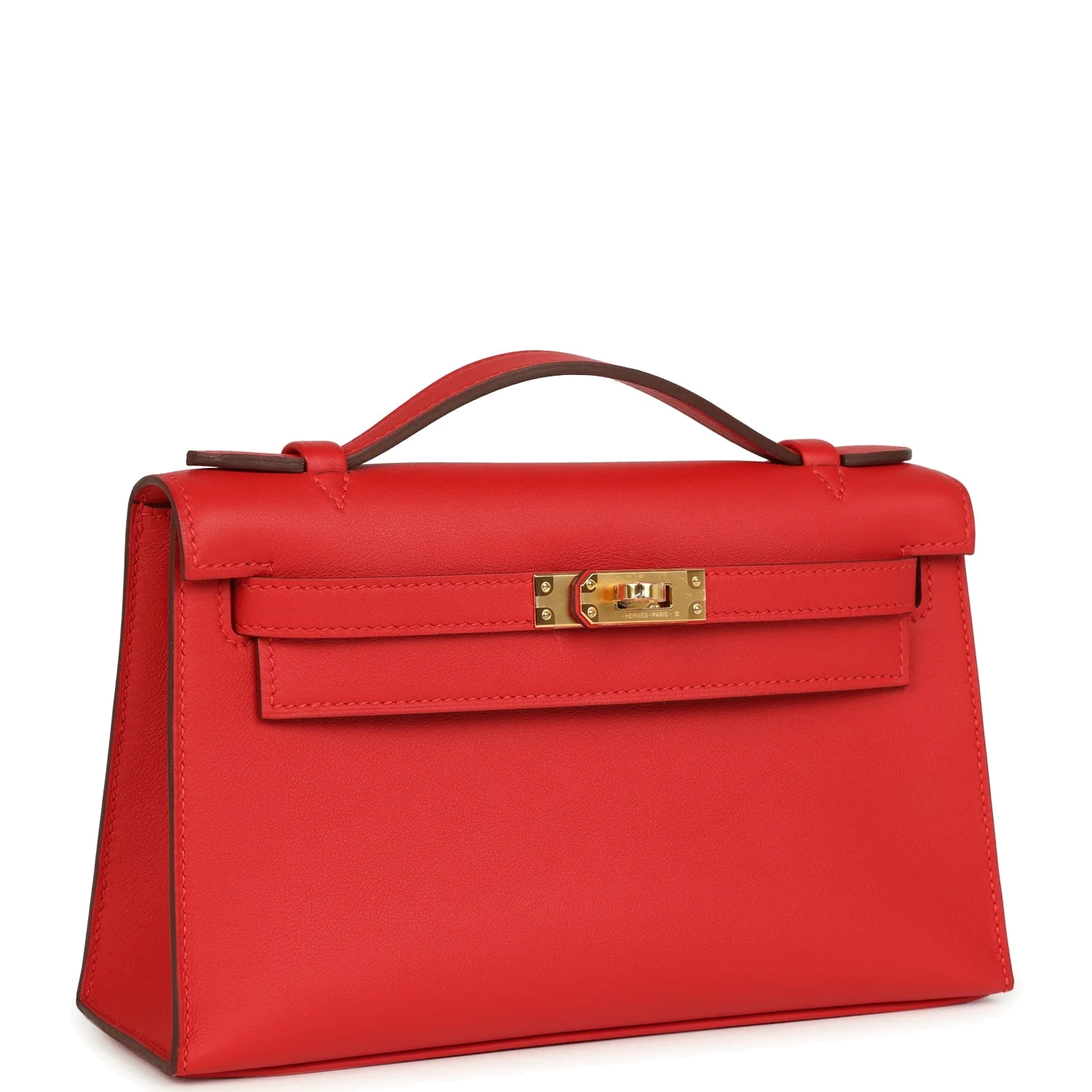 Hermes Kelly Pochette Rouge Radieux Swift Gold Hardware — фото 3