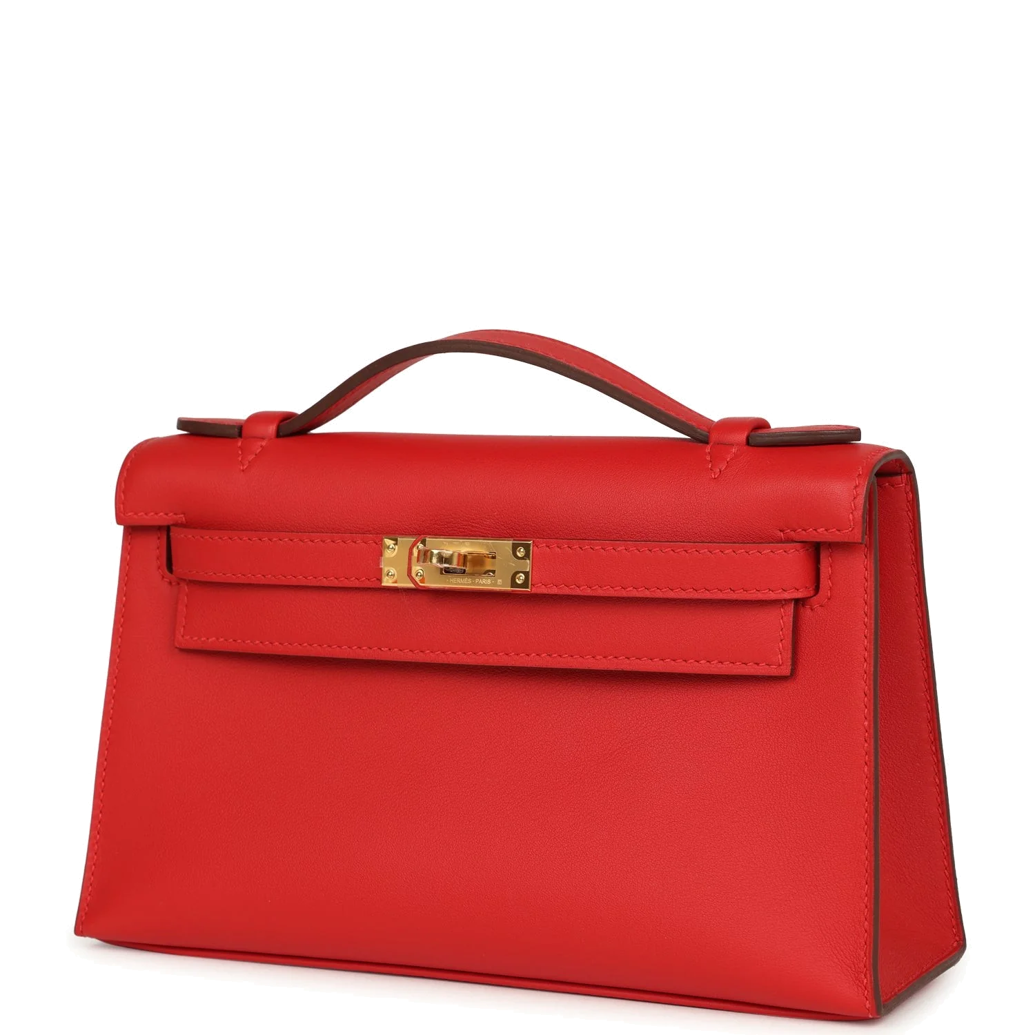 Hermes Kelly Pochette Rouge Radieux Swift Gold Hardware — фото 6