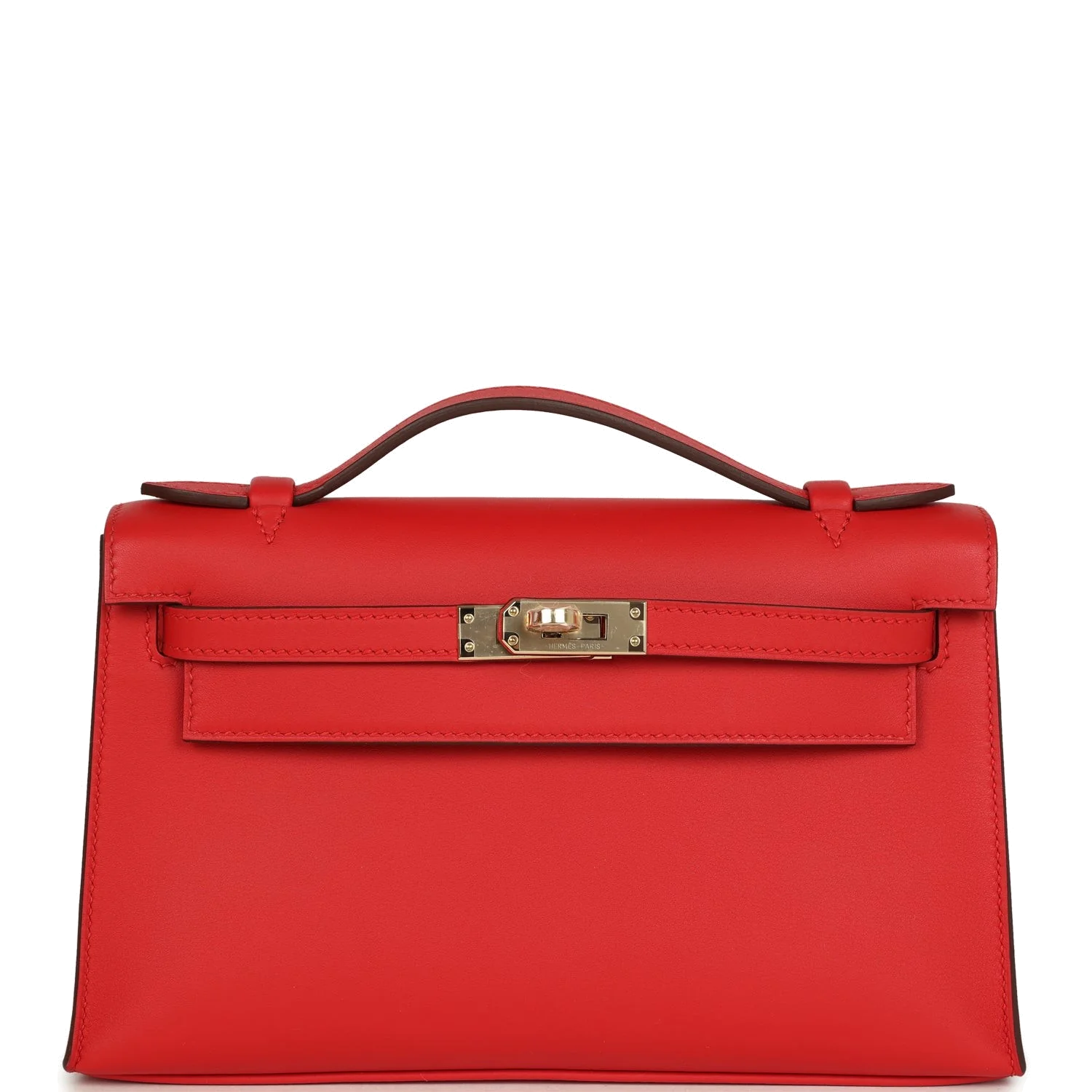 Hermes Special Order (HSS) Kelly Pochette Rouge de Coeur Verso Swift Permabrass Hardware — фото 2