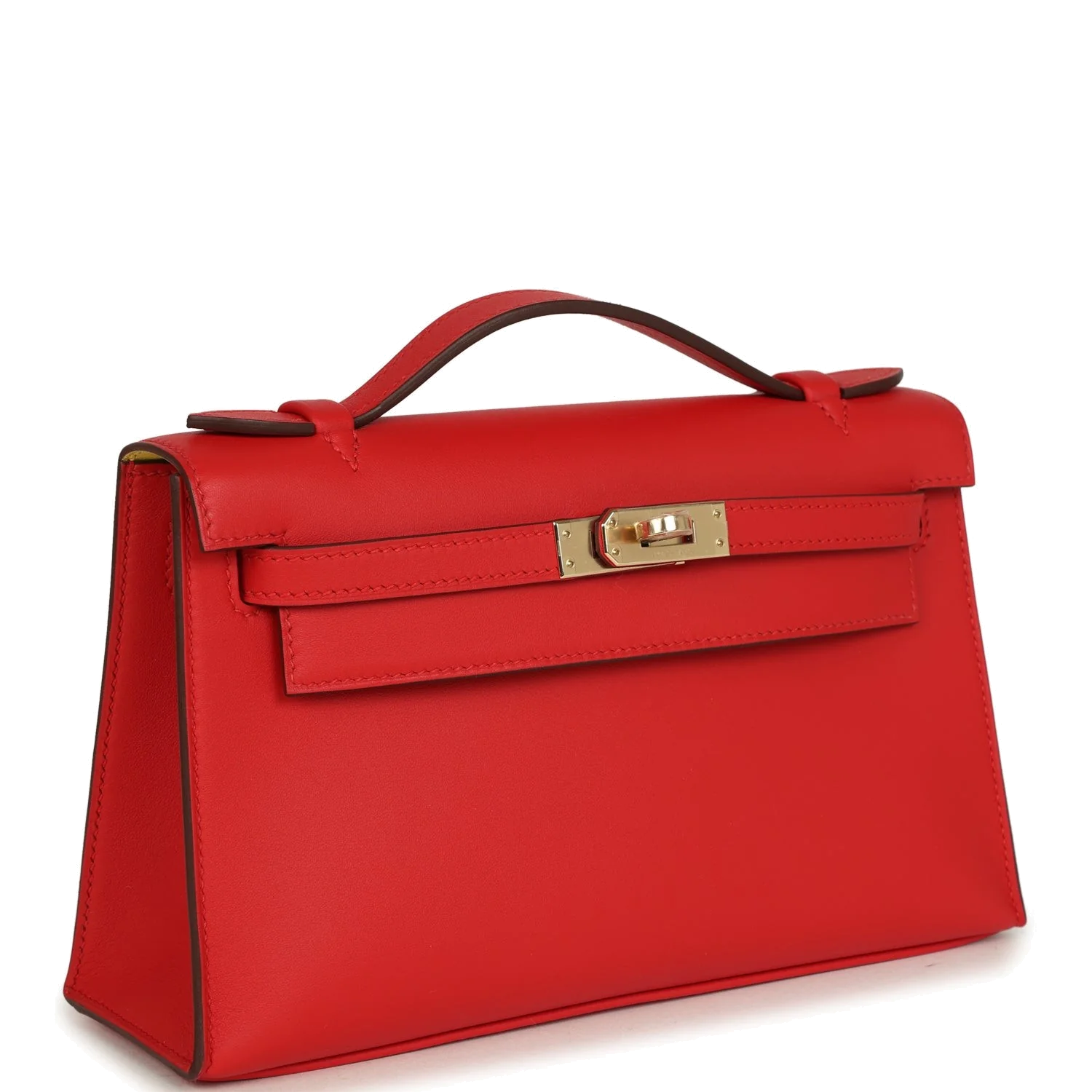 Hermes Special Order (HSS) Kelly Pochette Rouge de Coeur Verso Swift Permabrass Hardware — фото 3