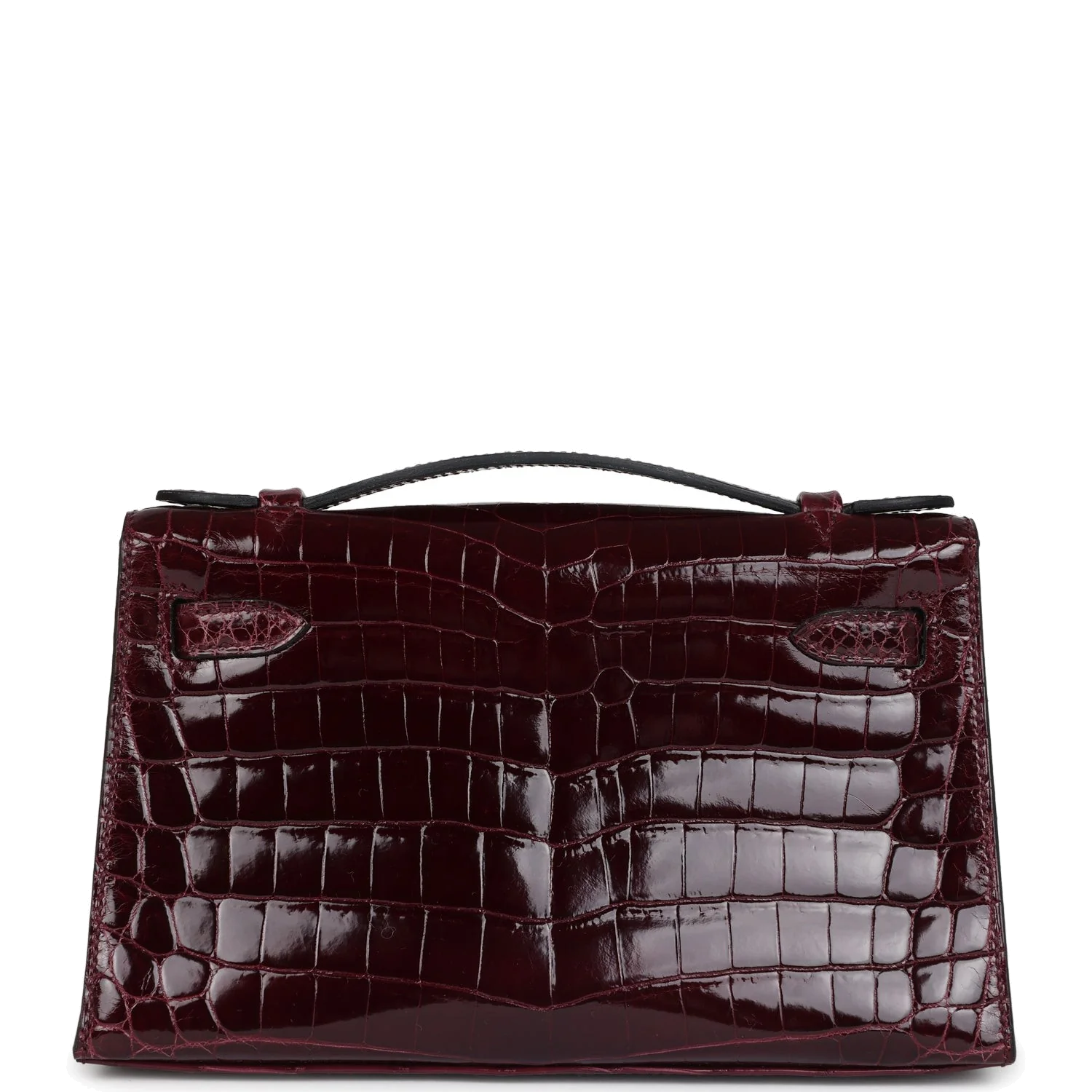 Hermes Kelly Pochette Bordeaux Shiny Niloticus Crocodile Palladium Hardware — фото 5