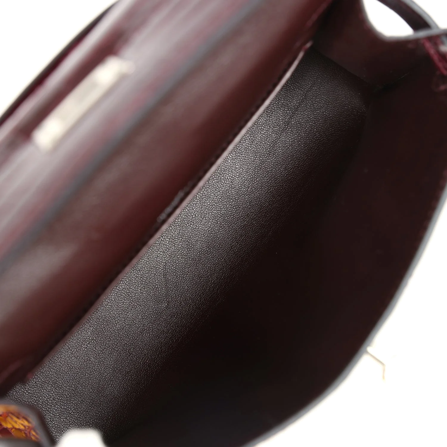 Hermes Kelly Pochette Bordeaux Shiny Niloticus Crocodile Palladium Hardware — фото 8