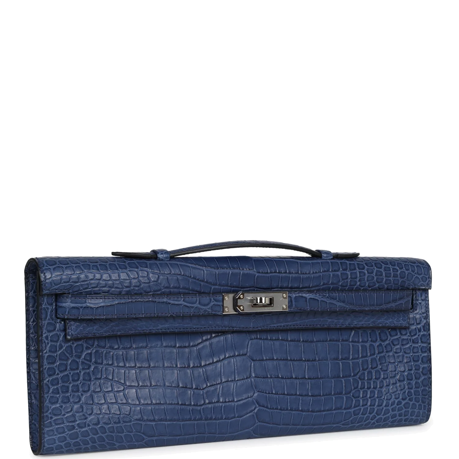Hermes Kelly Cut Bleu De Malte Matte Porosus Crocodile Palladium Hardware — фото 3