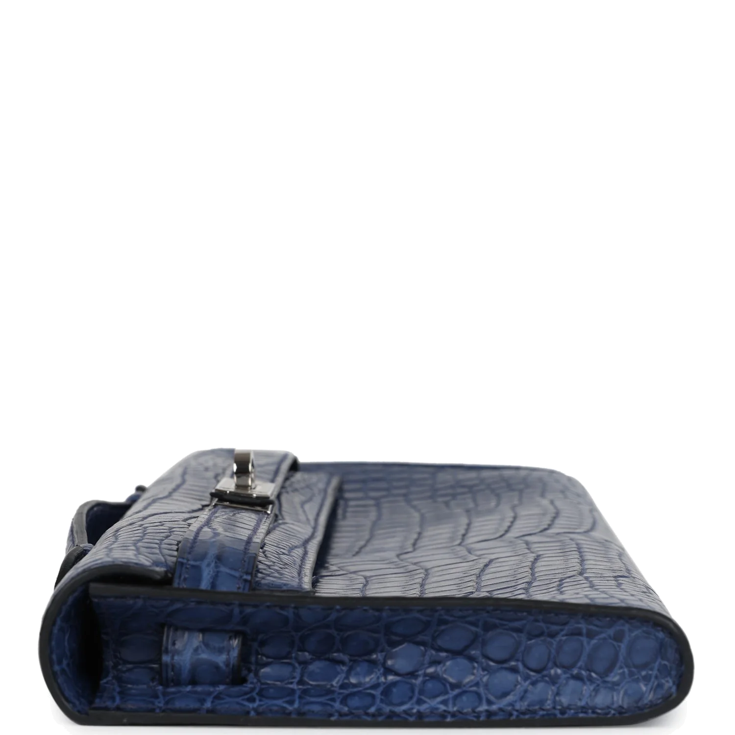 Hermes Kelly Cut Bleu De Malte Matte Porosus Crocodile Palladium Hardware — фото 4