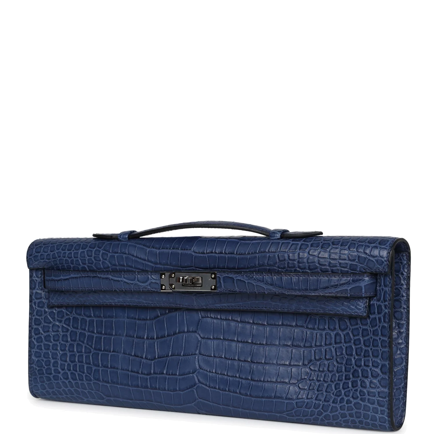 Hermes Kelly Cut Bleu De Malte Matte Porosus Crocodile Palladium Hardware — фото 6