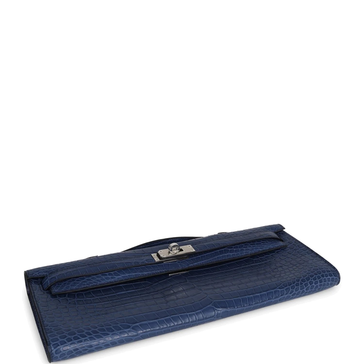 Hermes Kelly Cut Bleu De Malte Matte Porosus Crocodile Palladium Hardware — фото 7
