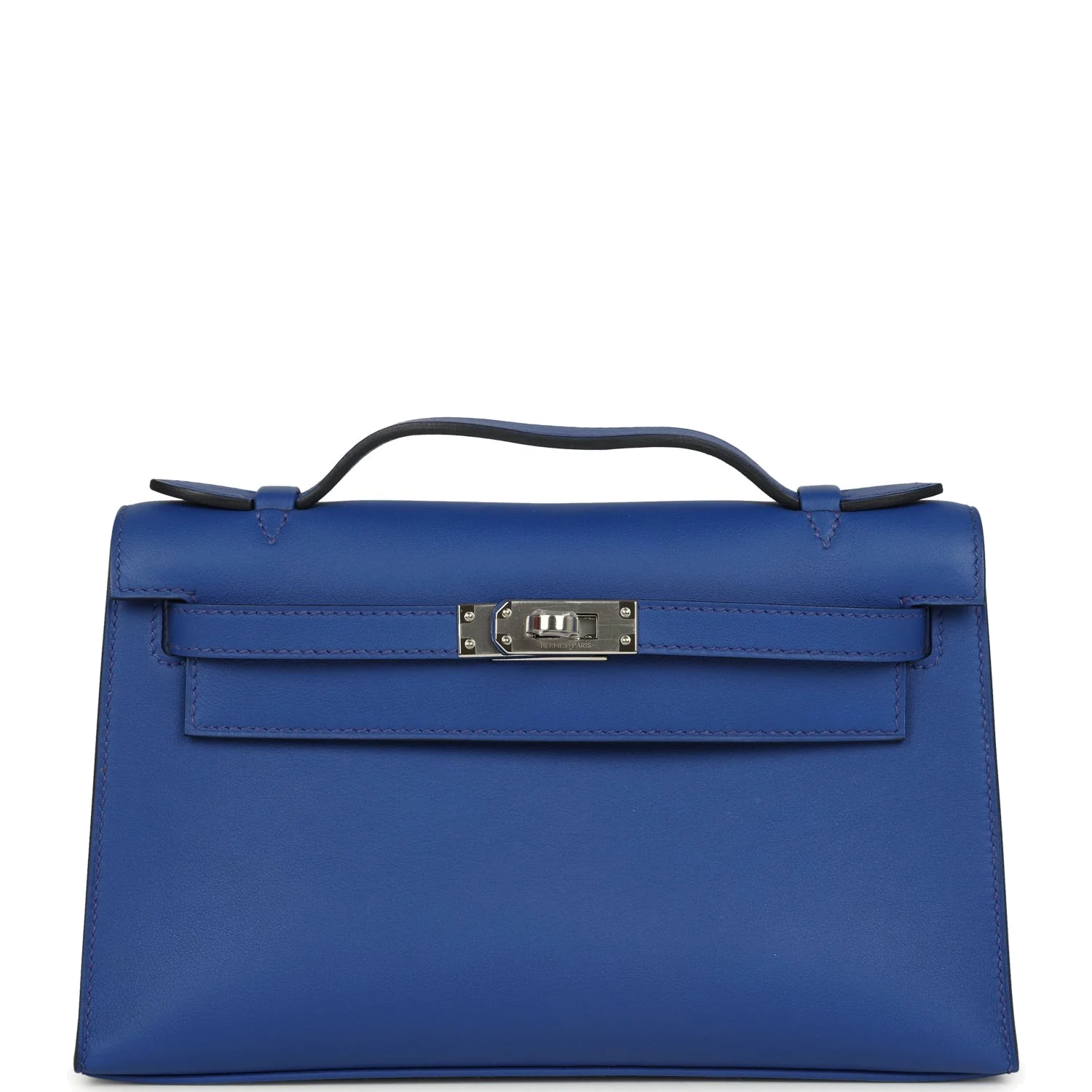 Hermes Kelly Pochette Bleu Royal Swift Palladium Hardware — фото 2