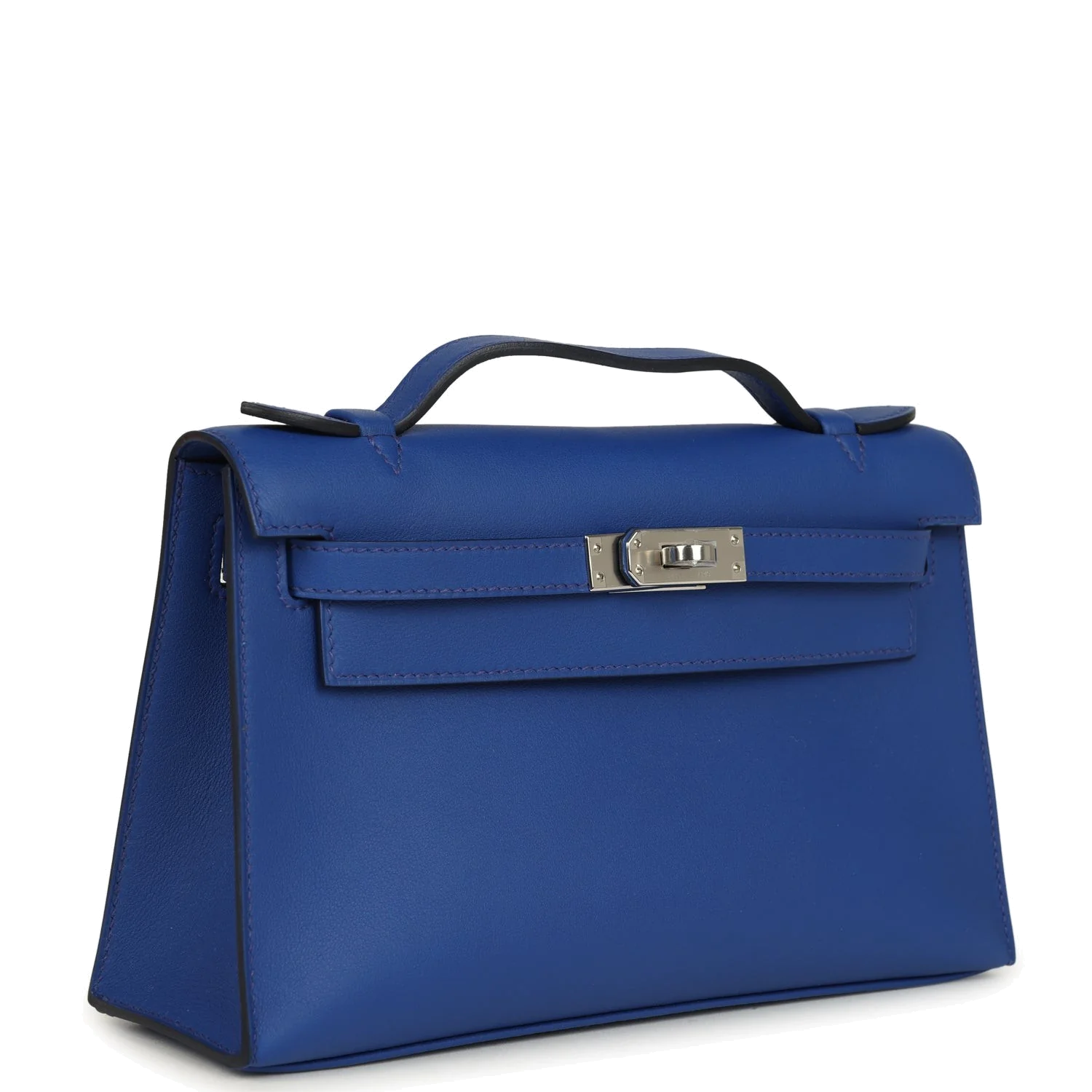 Hermes Kelly Pochette Bleu Royal Swift Palladium Hardware — фото 3