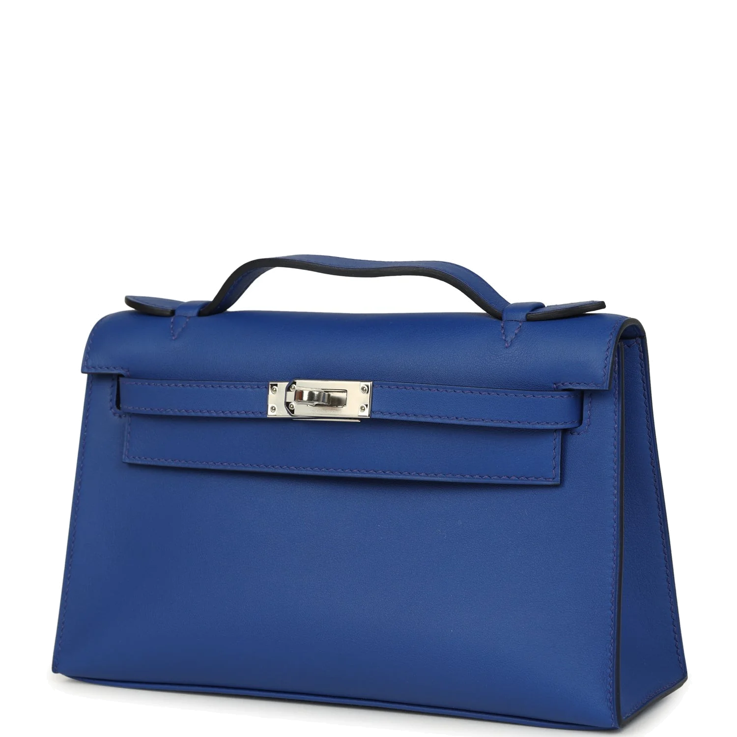 Hermes Kelly Pochette Bleu Royal Swift Palladium Hardware — фото 6