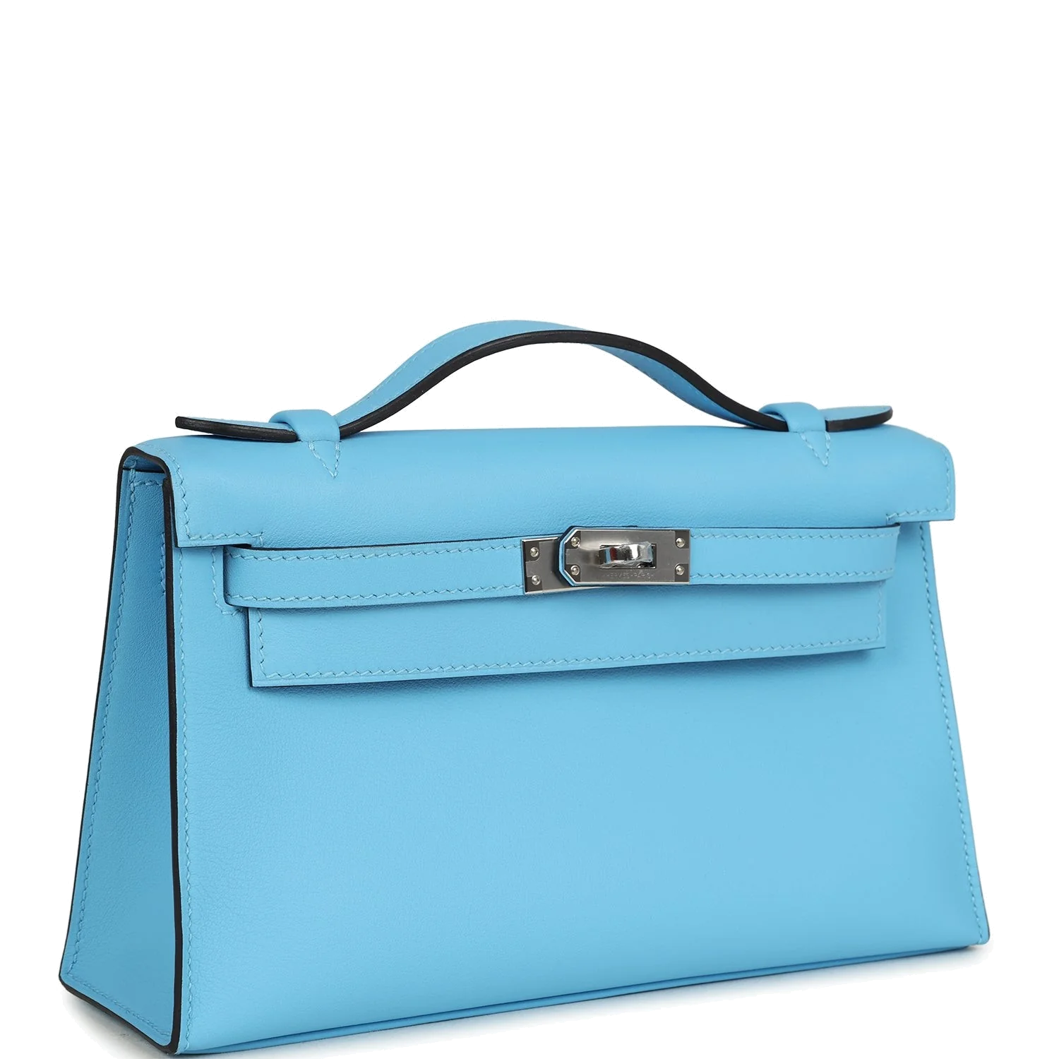 Hermes Kelly Pochette Celeste Swift Palladium Hardware — фото 3