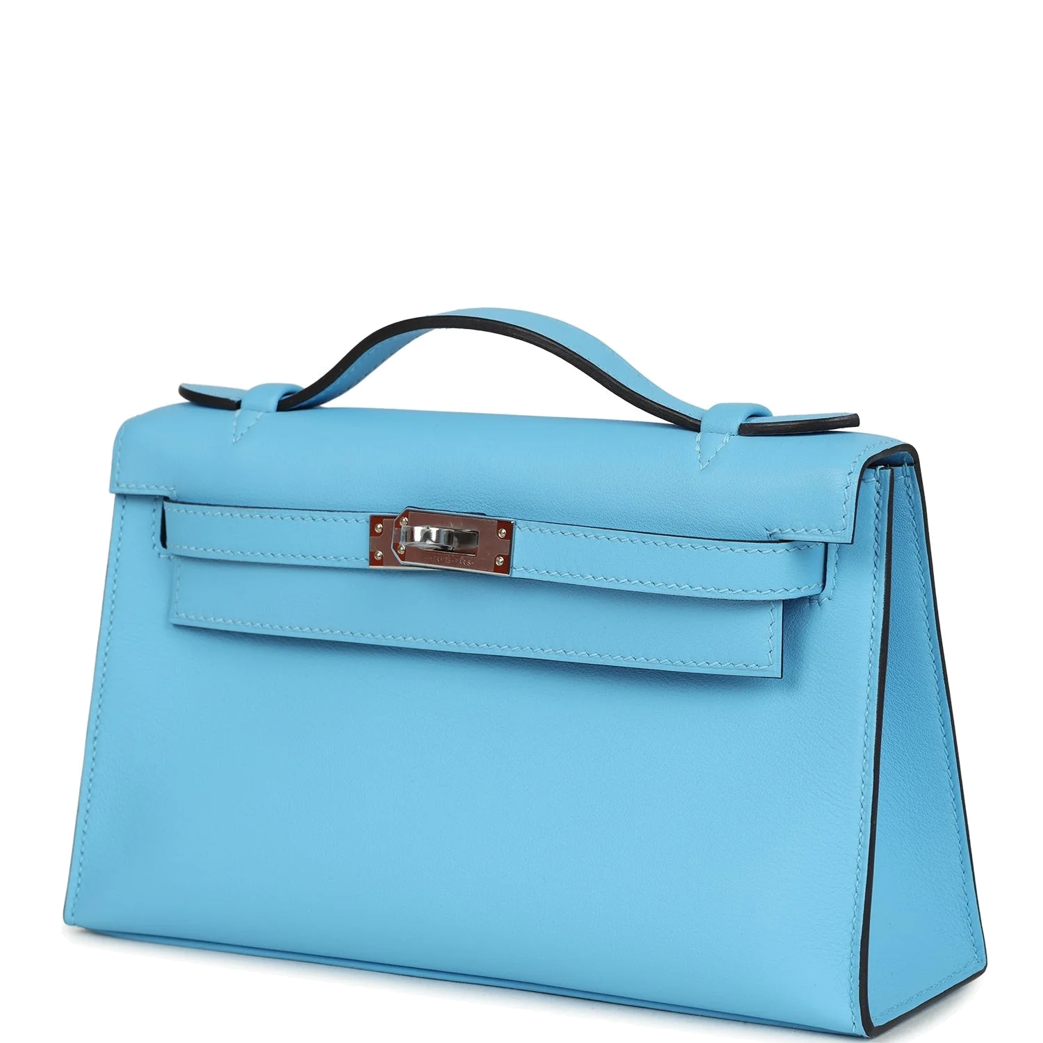 Hermes Kelly Pochette Celeste Swift Palladium Hardware — фото 6