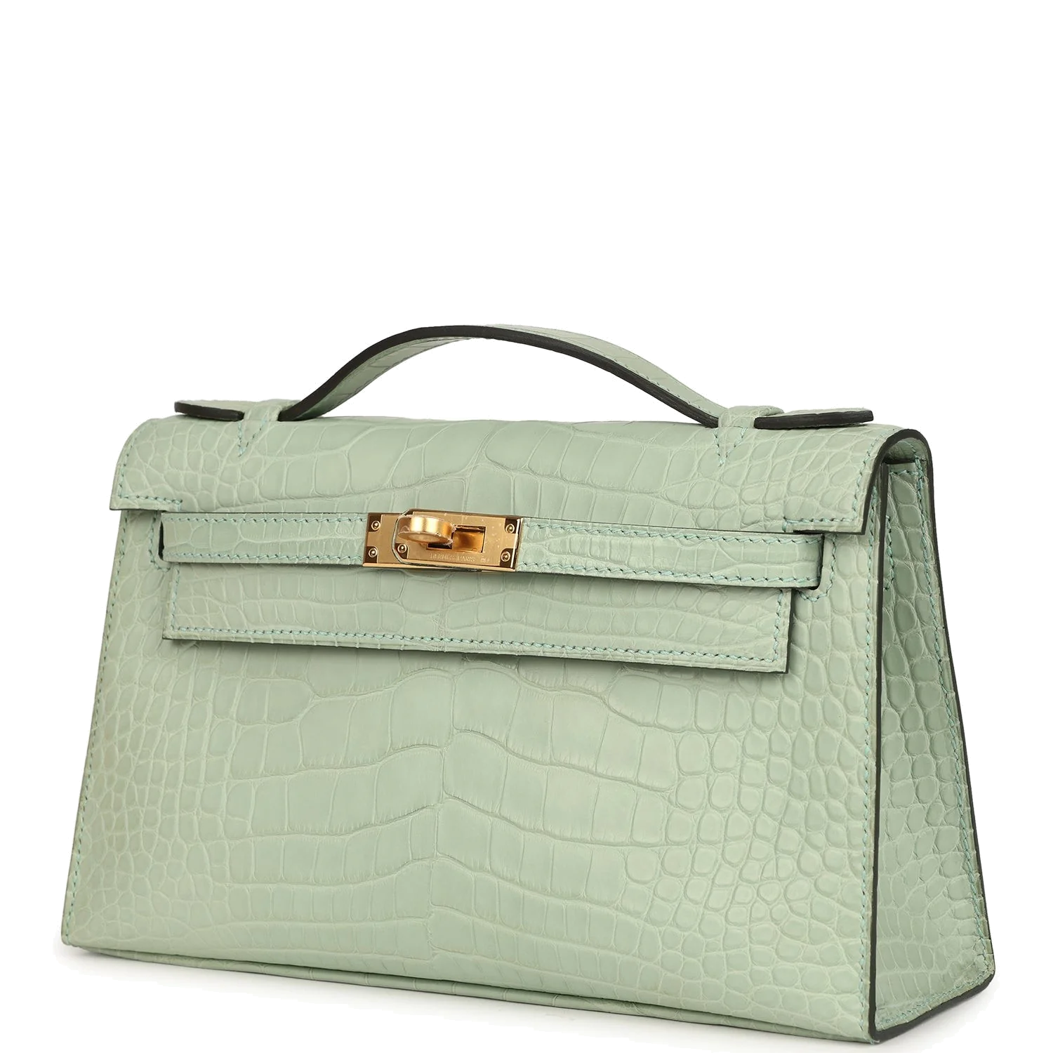 Hermes Kelly Pochette Vert D' Eau Matte Alligator Gold Hardware — фото 6