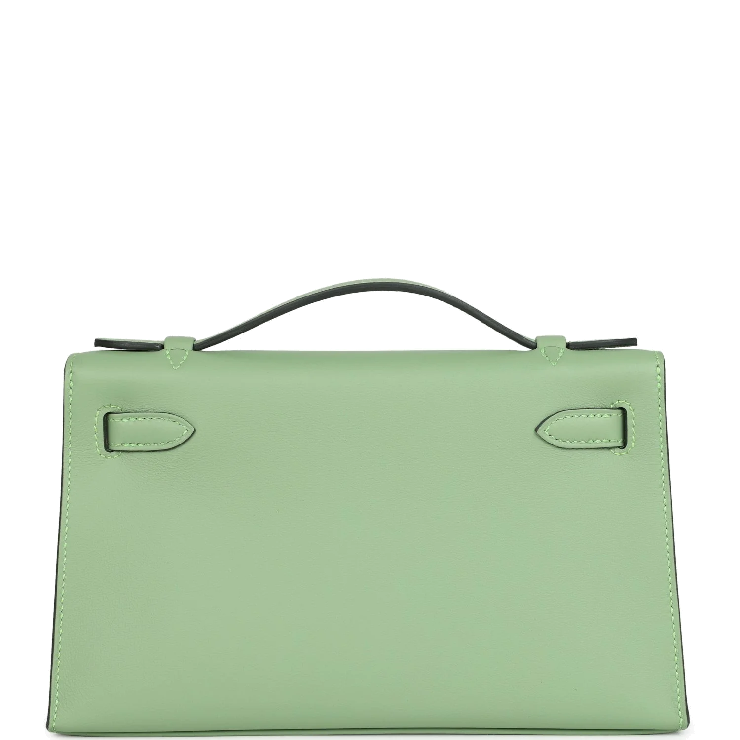 Hermes Kelly Pochette Vert Criquet Swift Palladium Hardware — фото 5