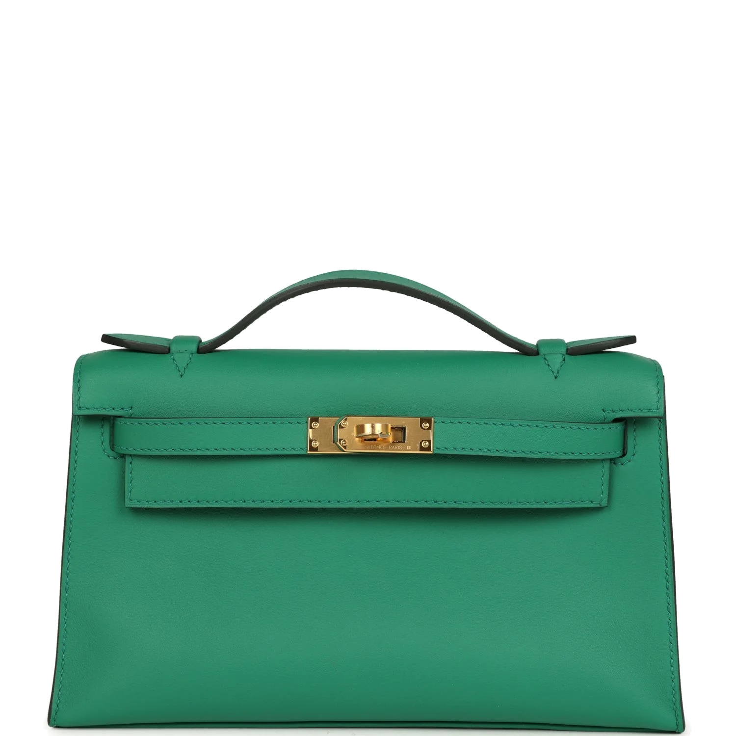 Hermes Kelly Pochette Vert Moyen Swift Gold Hardware