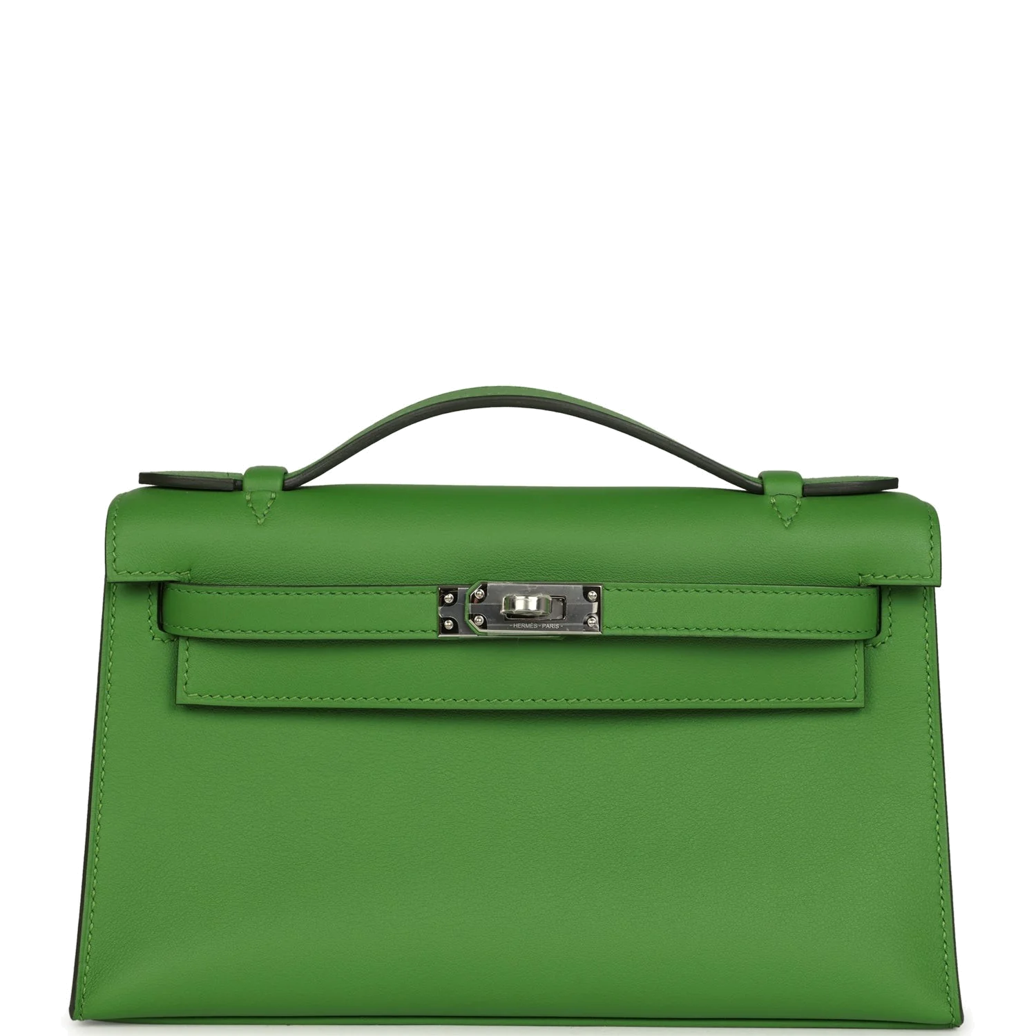 Hermes Kelly Pochette Vert Yucca Swift Palladium Hardware — фото 2