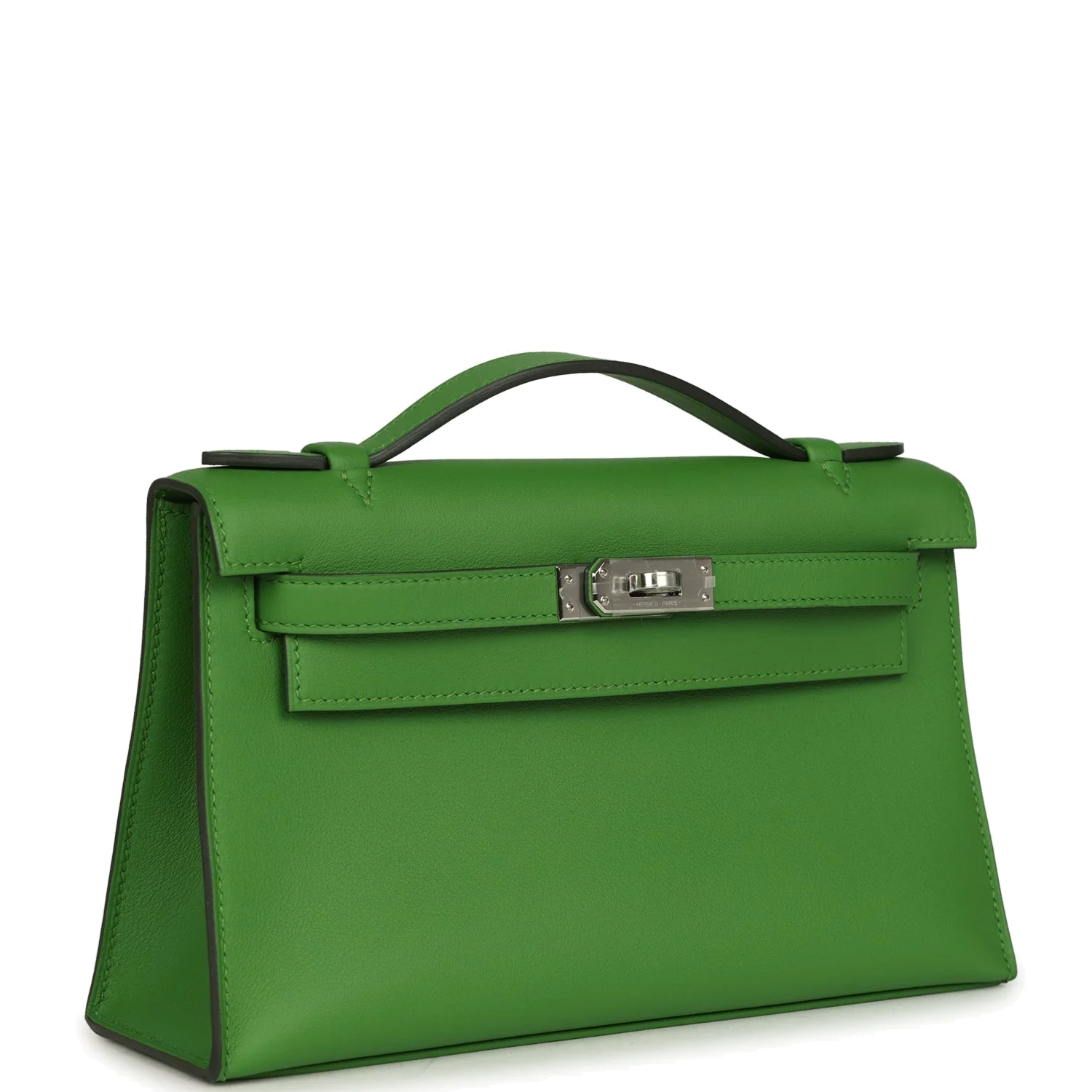 Hermes Kelly Pochette Vert Yucca Swift Palladium Hardware — фото 3