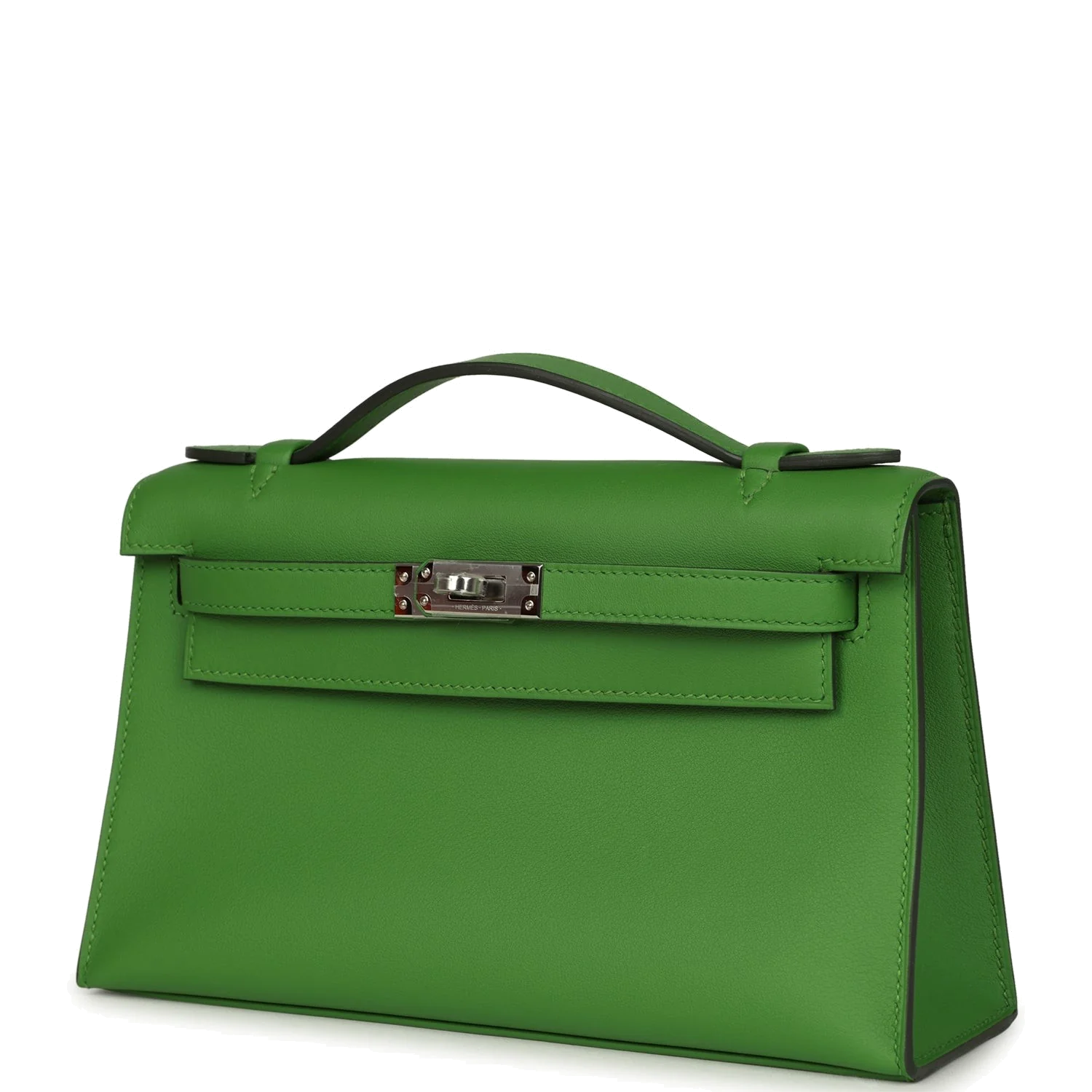 Hermes Kelly Pochette Vert Yucca Swift Palladium Hardware — фото 6