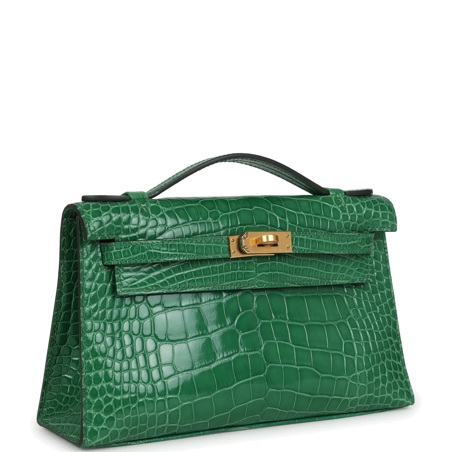 Hermes Kelly Pochette Cactus Shiny Alligator Gold Hardware — фото 3