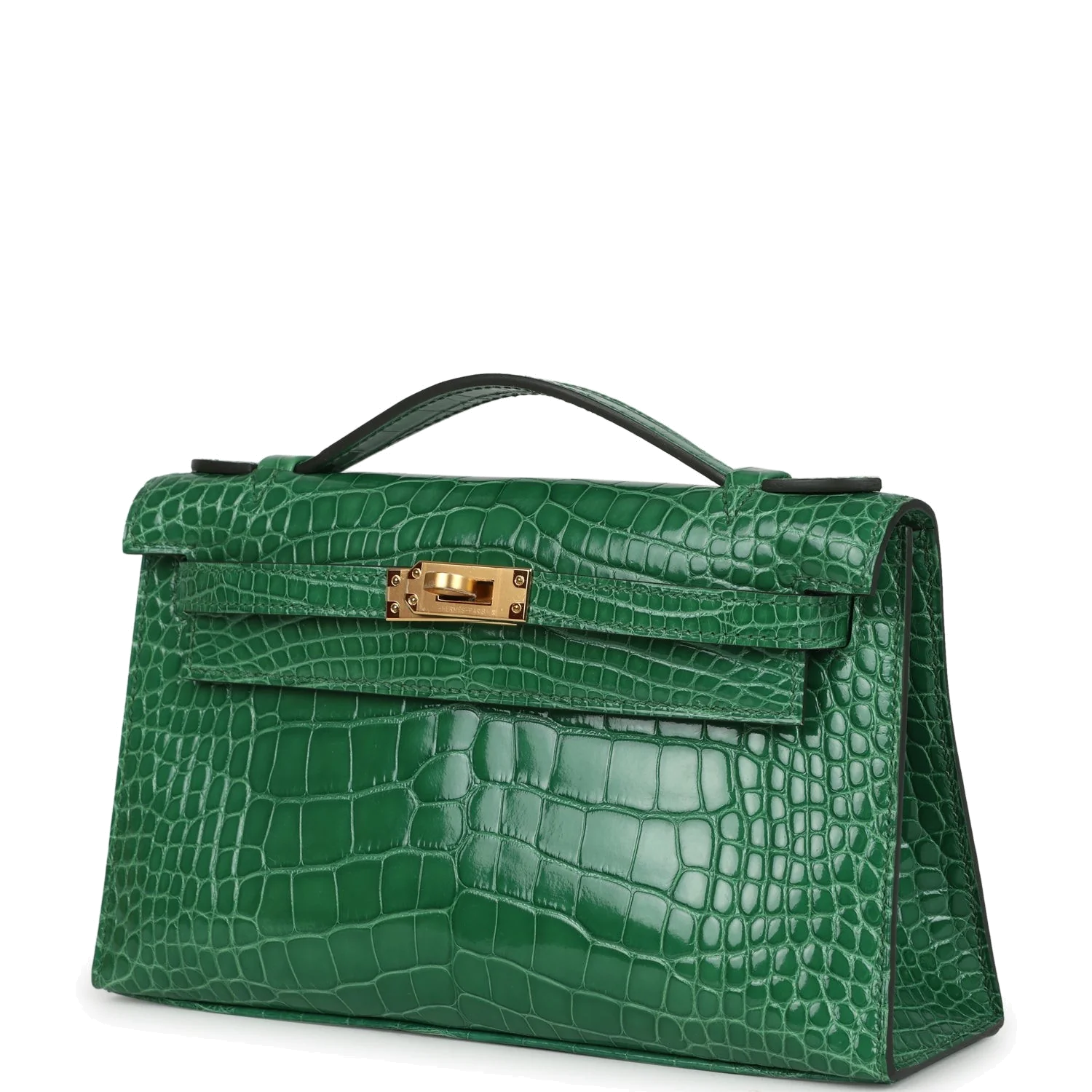 Hermes Kelly Pochette Cactus Shiny Alligator Gold Hardware — фото 6