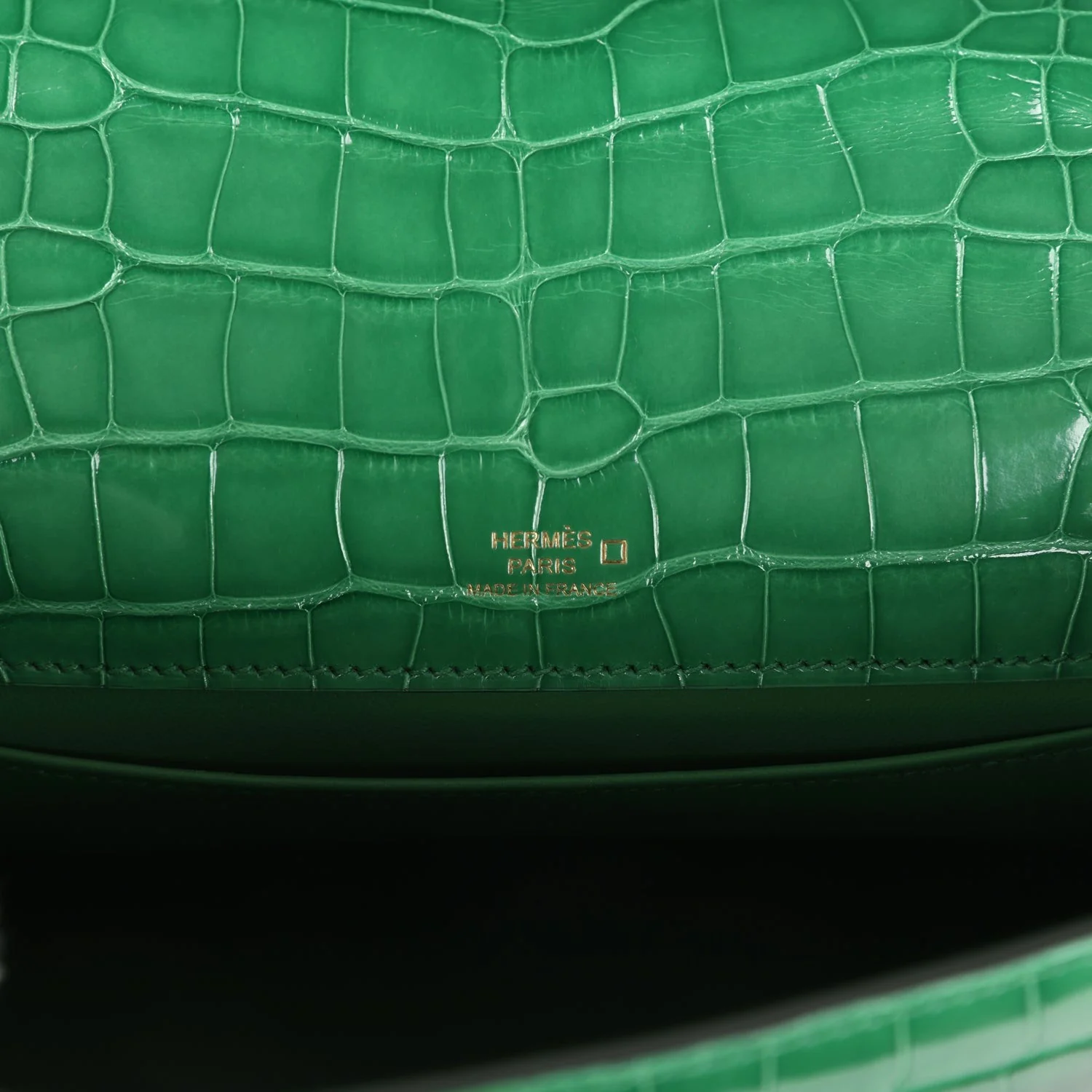 Hermes Kelly Pochette Cactus Shiny Alligator Gold Hardware — фото 8