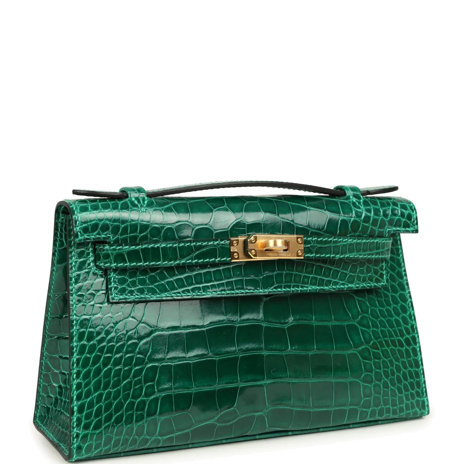 Hermes Kelly Pochette Vert Emeraude Shiny Alligator Gold Hardware — фото 3