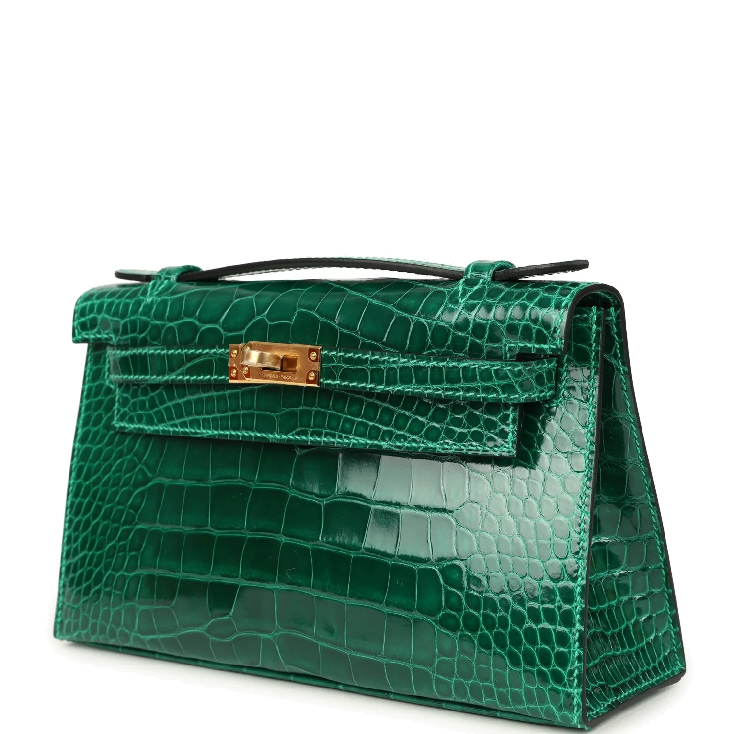 Hermes Kelly Pochette Vert Emeraude Shiny Alligator Gold Hardware — фото 6
