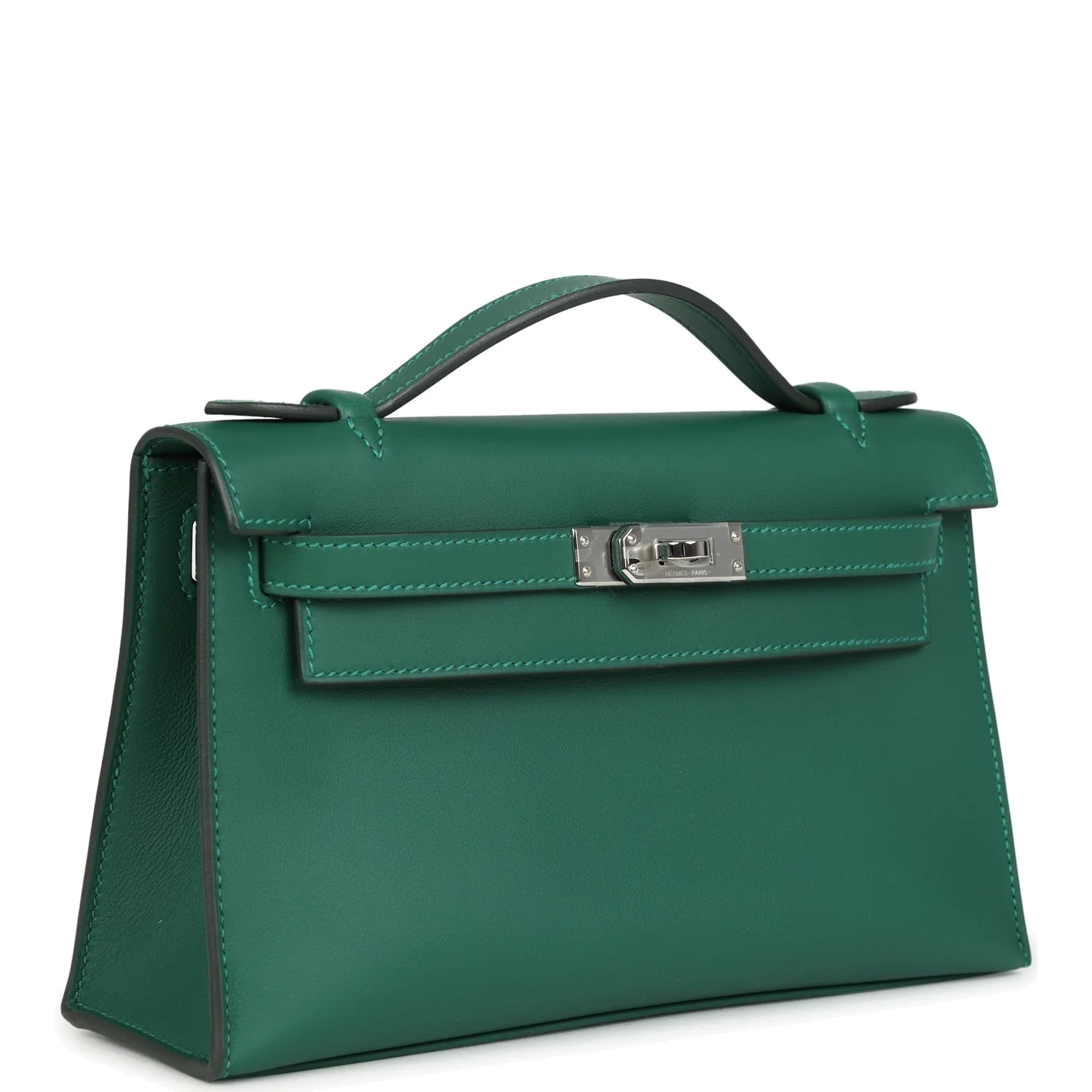 Hermes Kelly Pochette Vert Moyen Swift Palladium Hardware — фото 3
