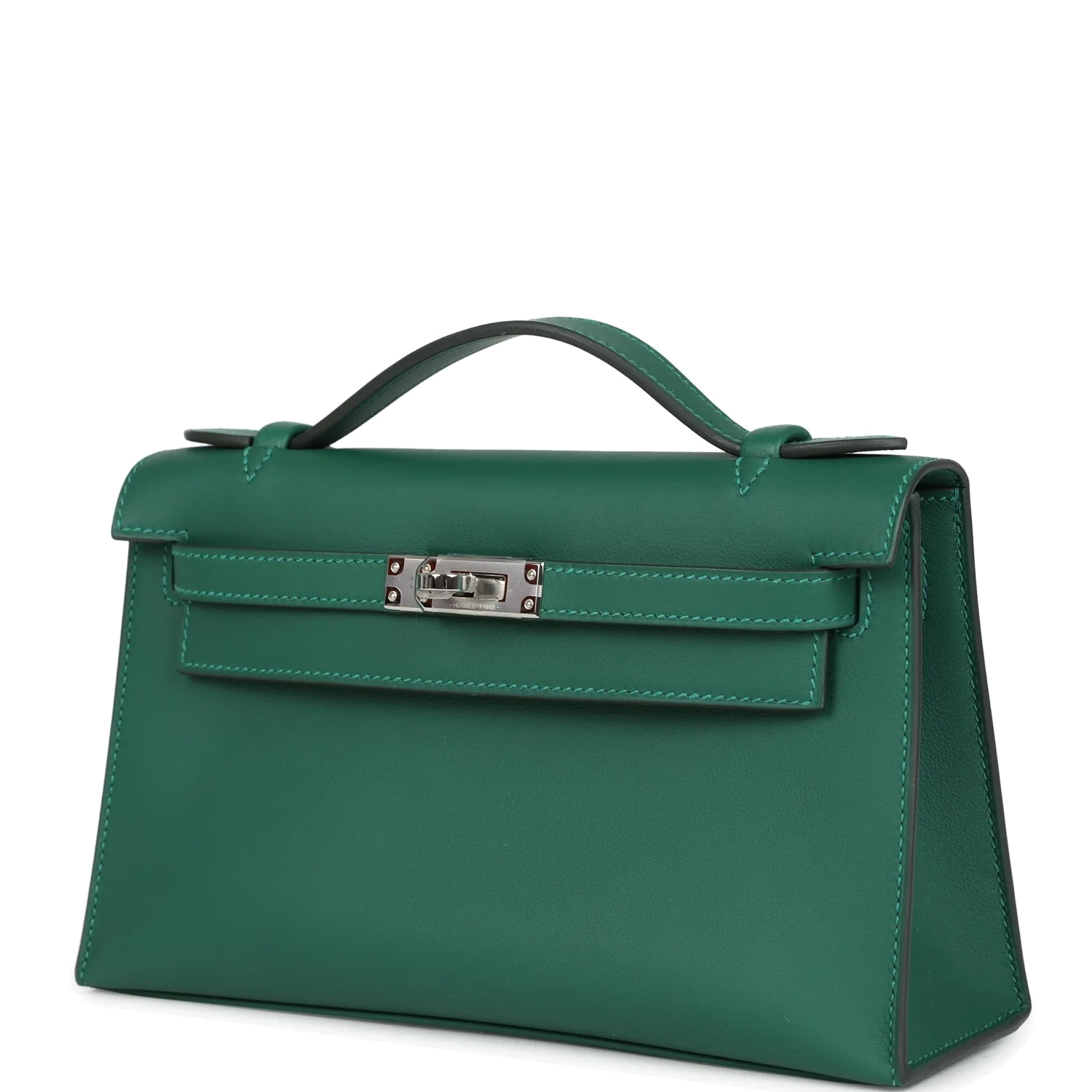Hermes Kelly Pochette Vert Moyen Swift Palladium Hardware — фото 6